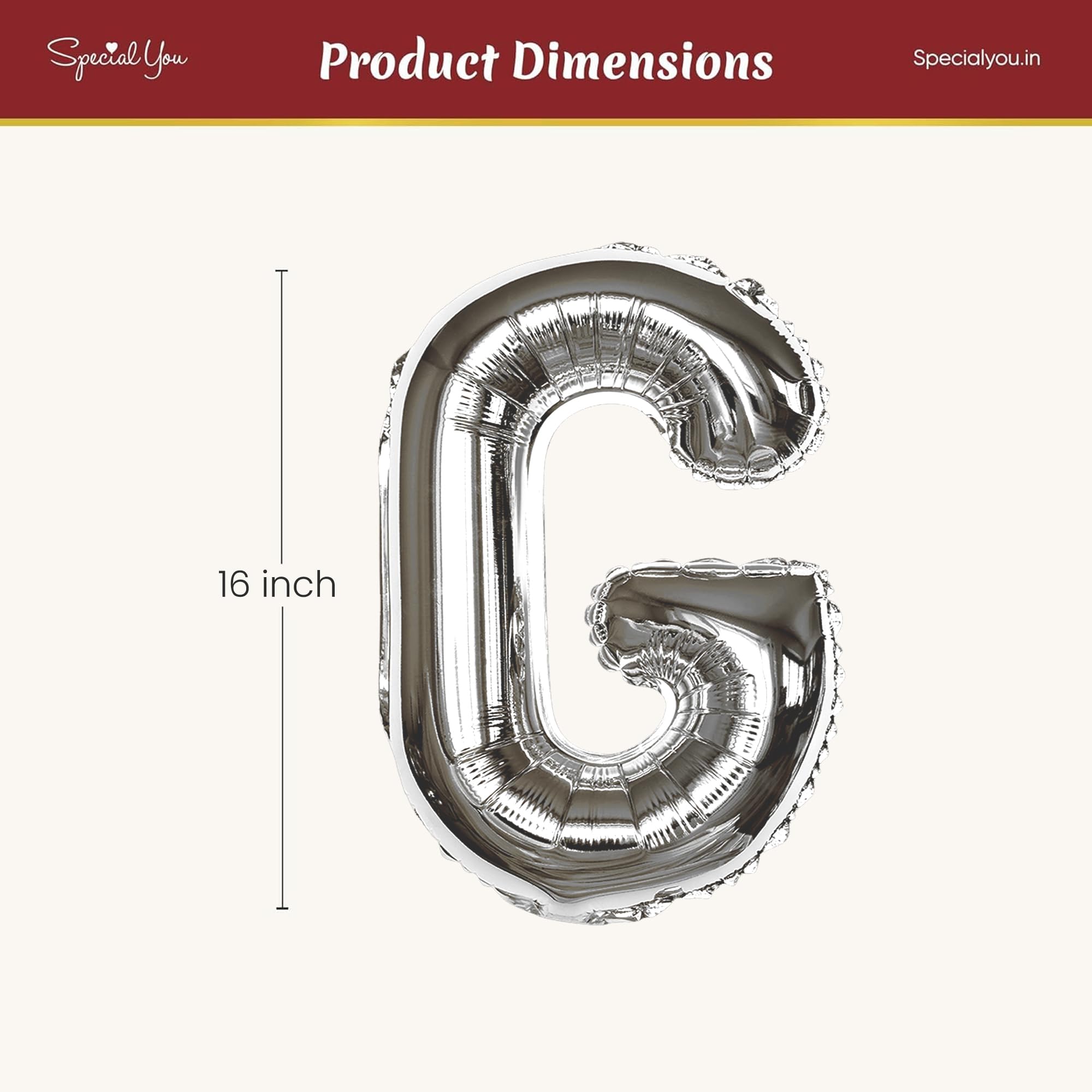 Silver G Letter Foil Balloon - Special You