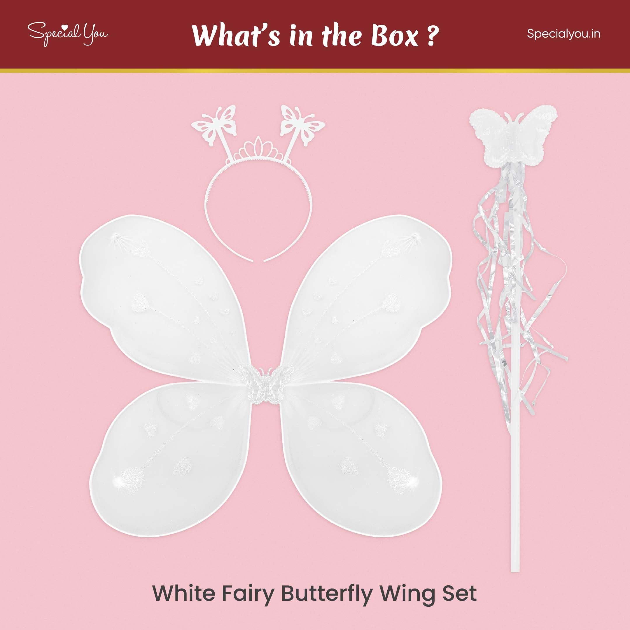 White Fairy Butterfly Wings Combo