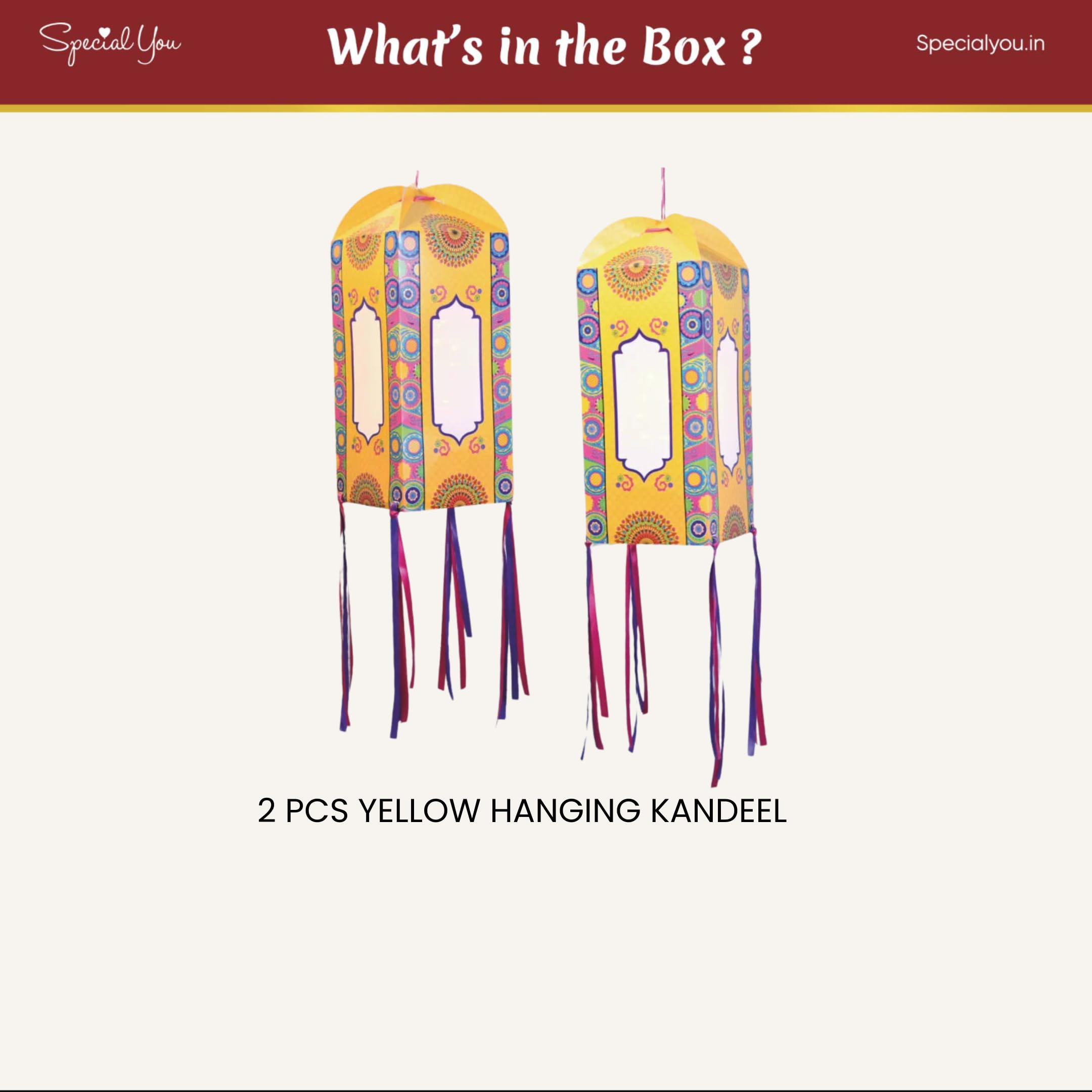 Yellow Kandil for Diwali decor - 2 pcs