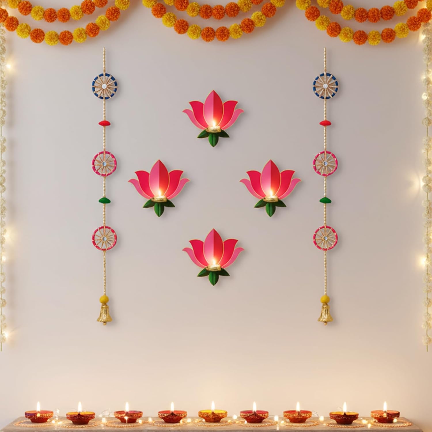 Diwali Pink Lotus T-Light Holder