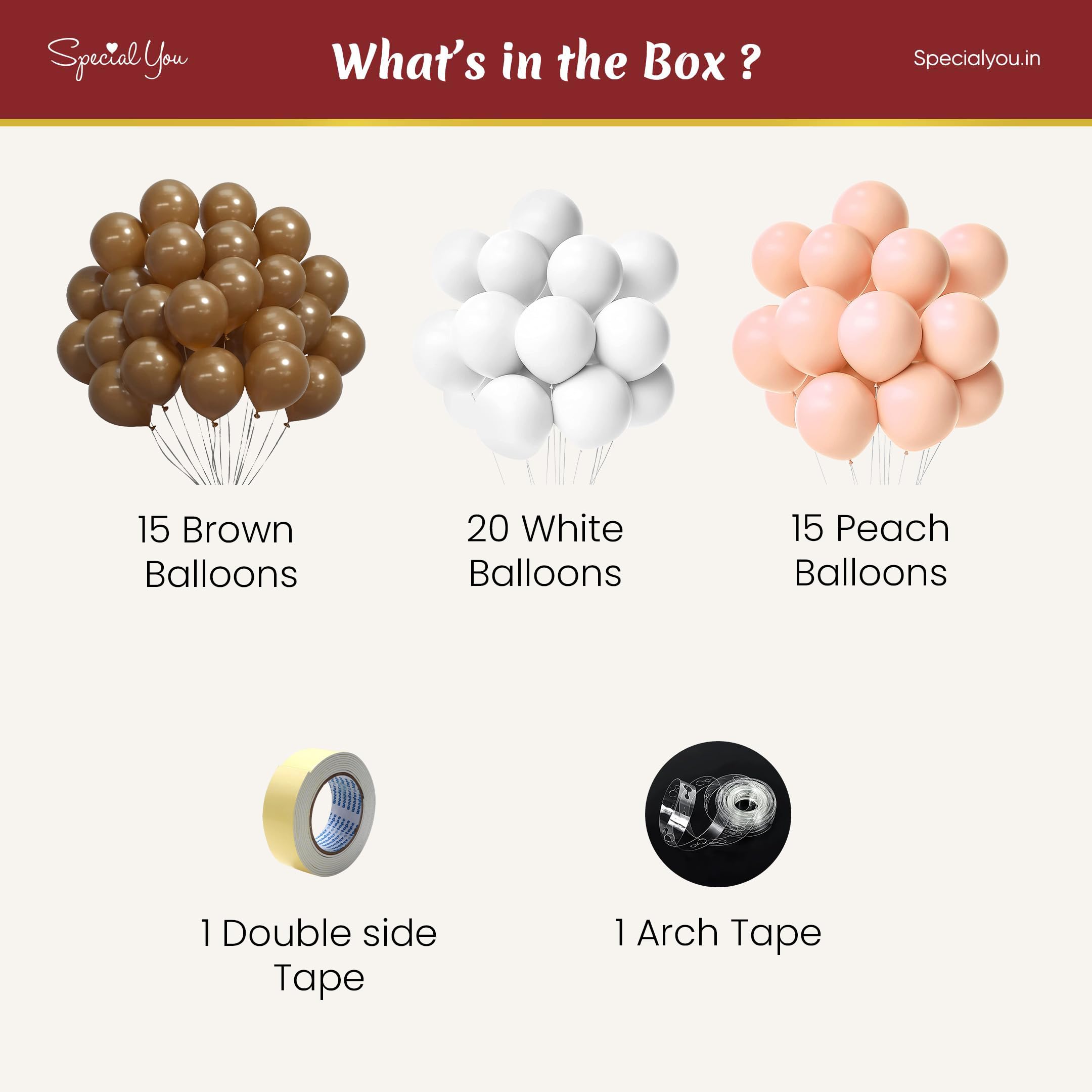 Brown, Peach & White Balloon Combo