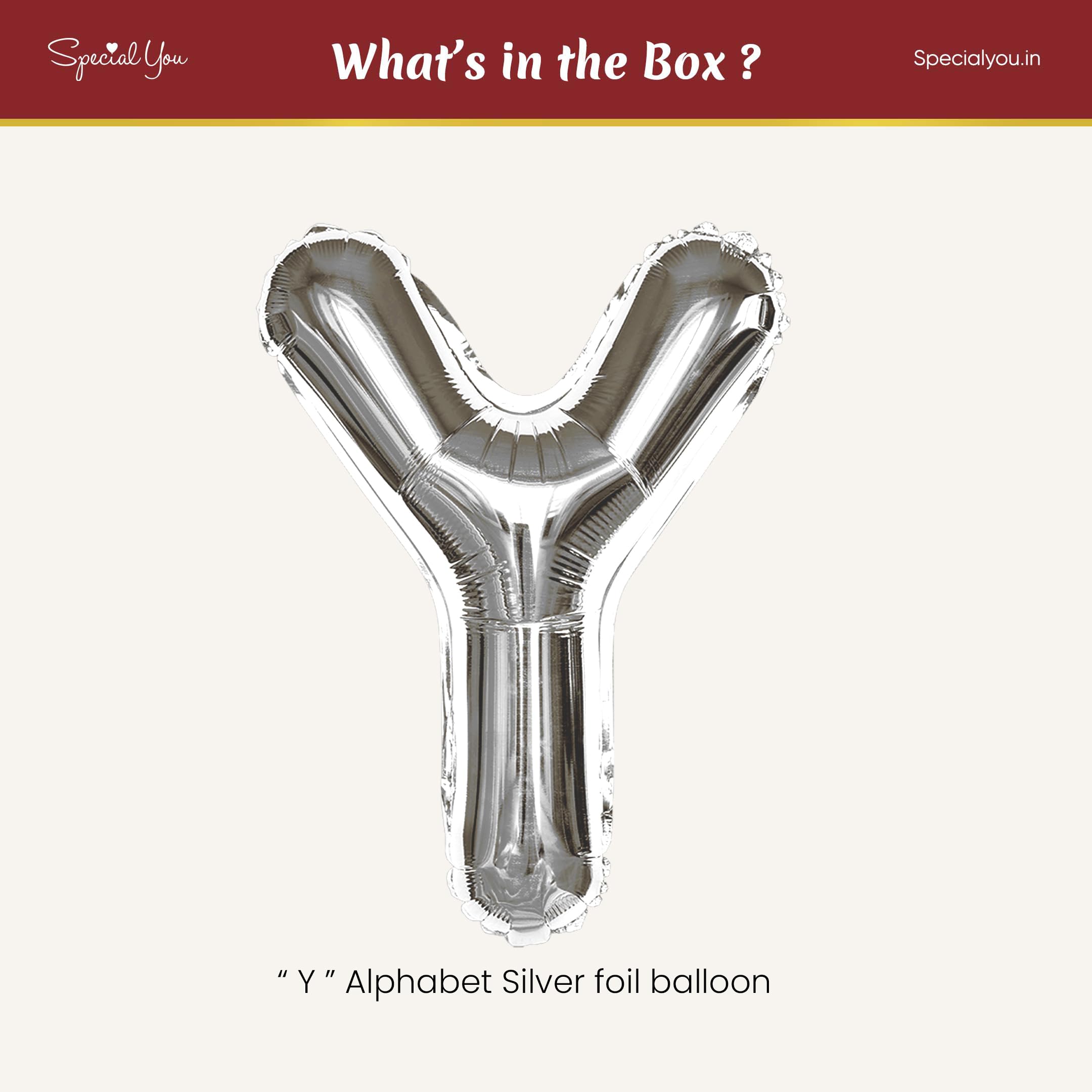 Silver Y Letter Foil Balloon - Special You