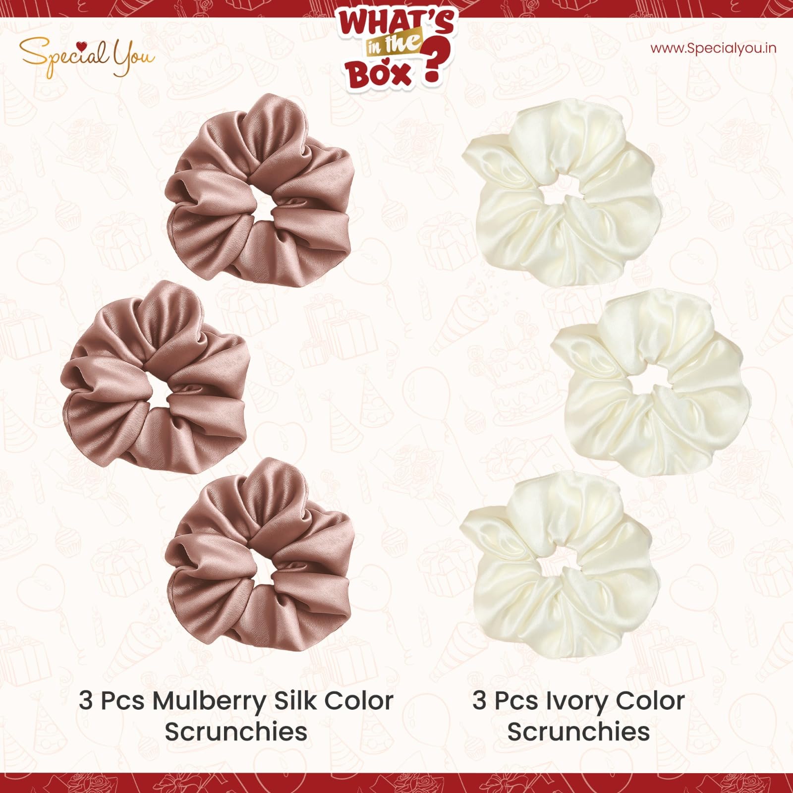 Set of 6 Hair Scrunchies for Women
