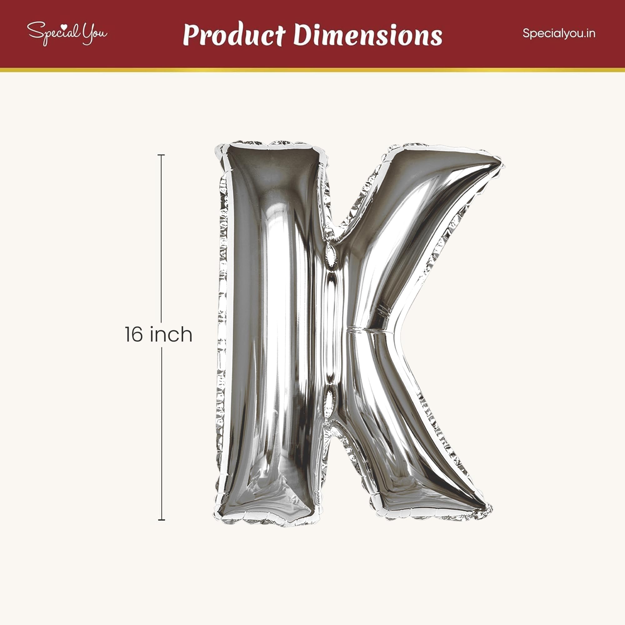 Silver K Letter Foil Balloon - Special You