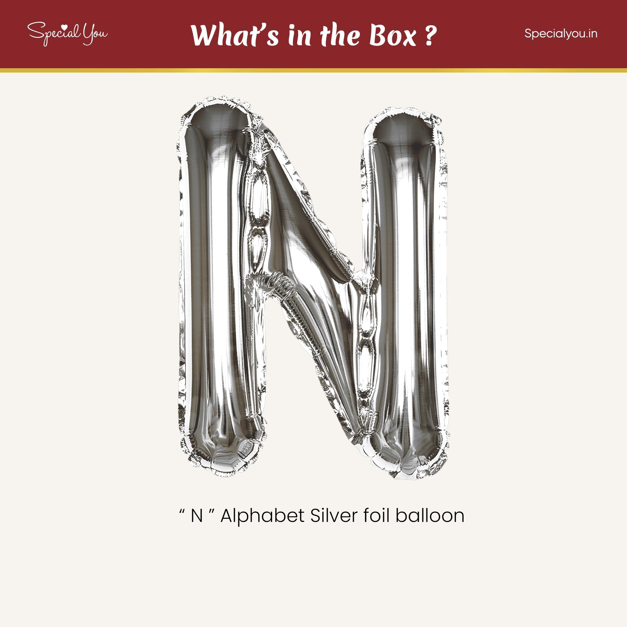 Silver N Letter Foil Balloon