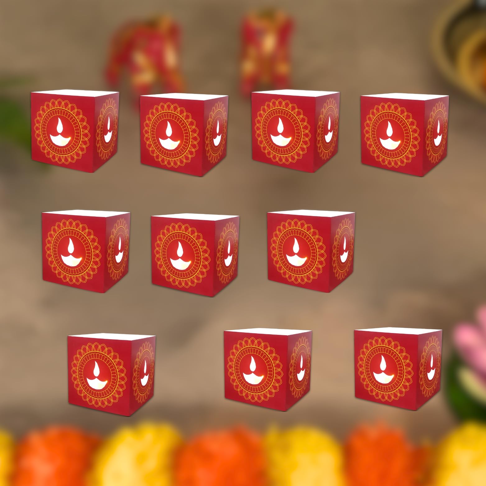 Diya Paper Votive with 10 Tea Light