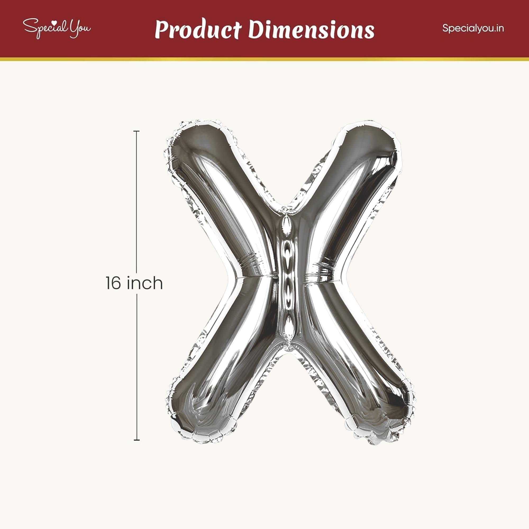 Silver X Letter Foil Balloon - Special You