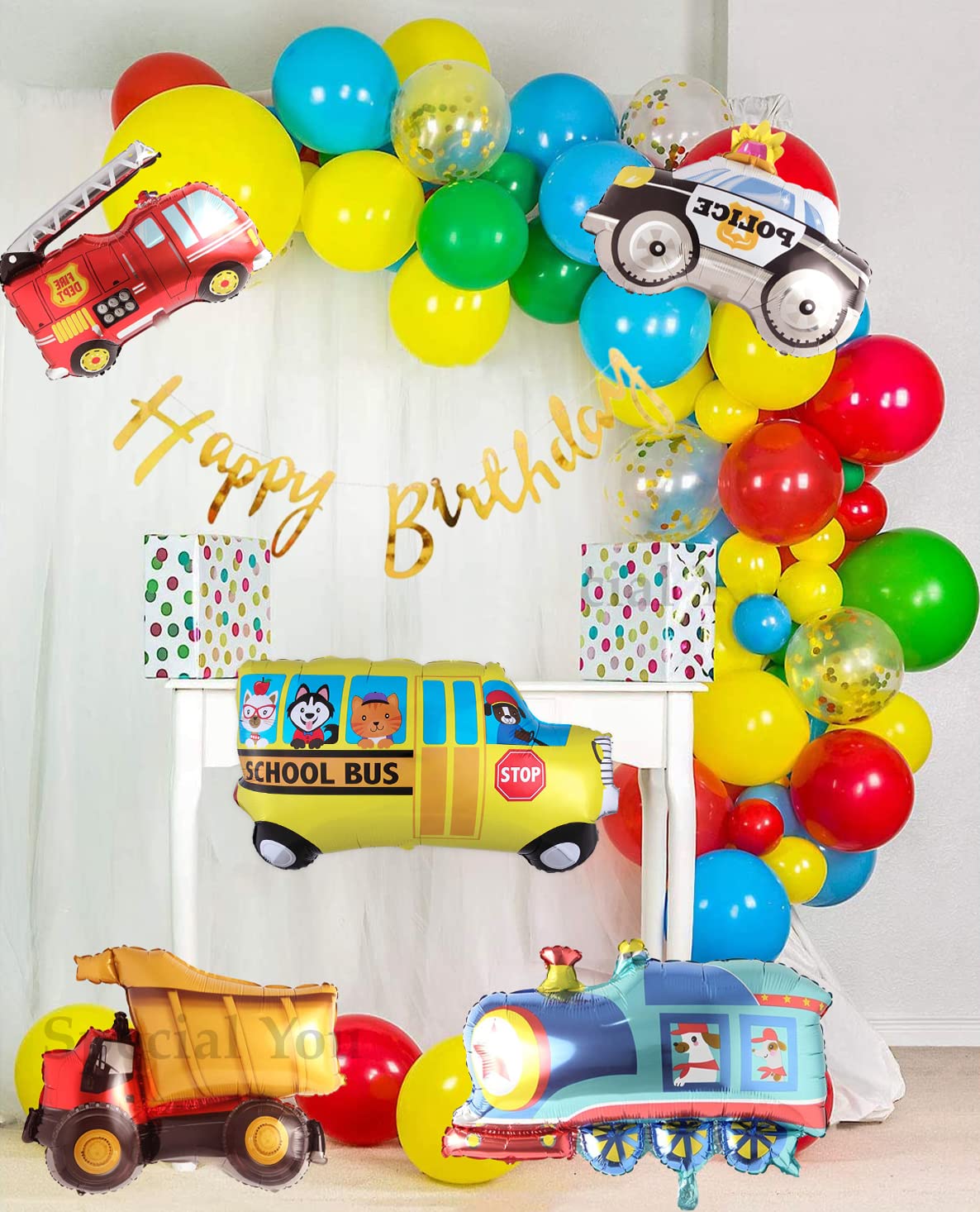 Vehicle theme birthday decorations for boys