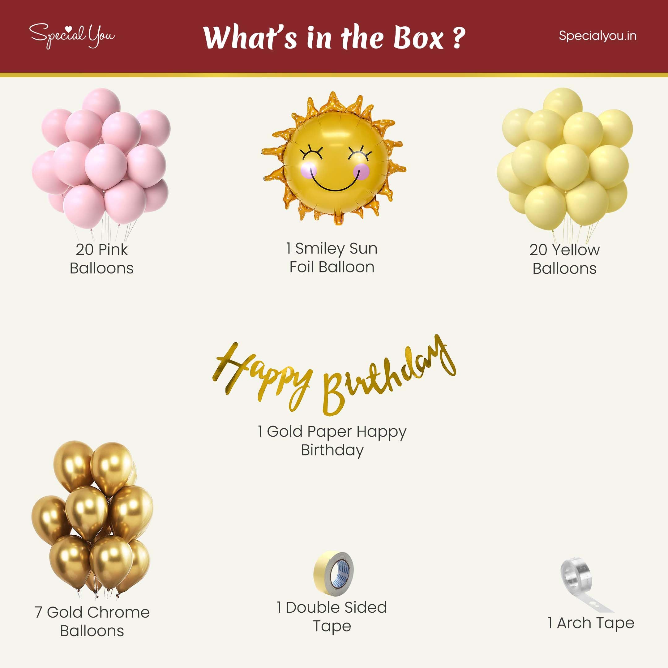 Sun Theme Happy Birthday Decoration Kit for Girls