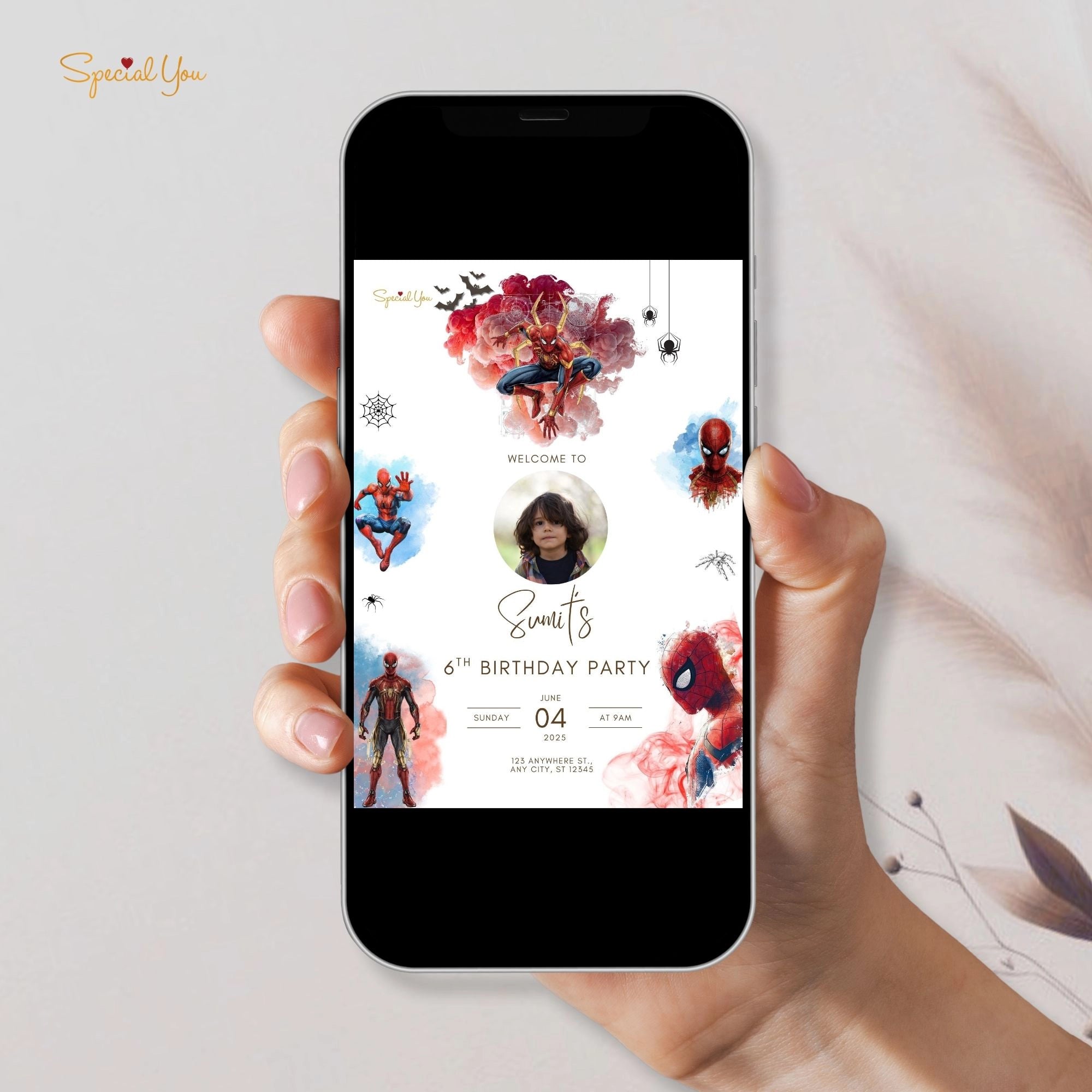 Spiderman Theme Birthday E-Invite