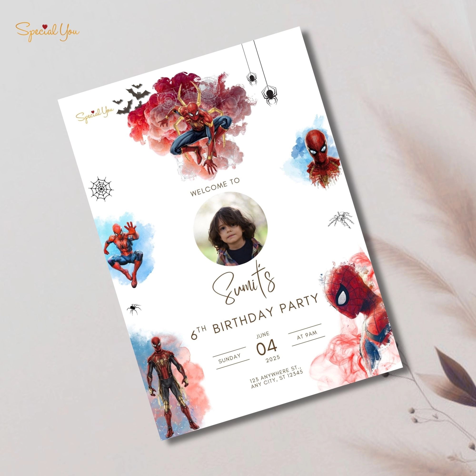Spiderman Theme Birthday E-Invite