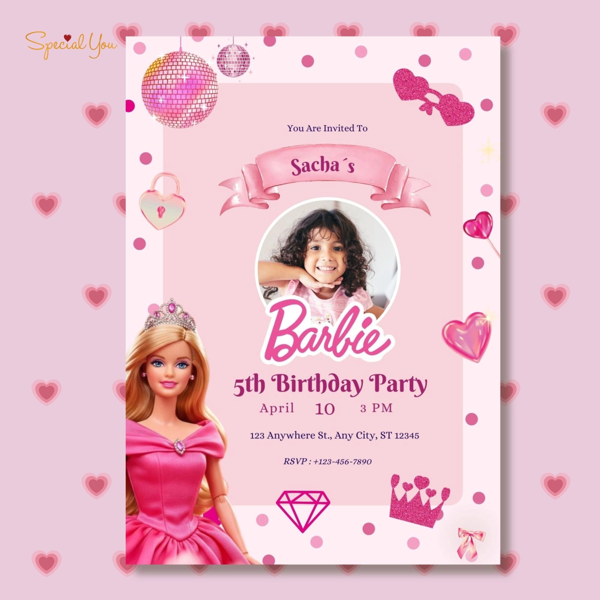 Barbie Theme Birthday E-Invite