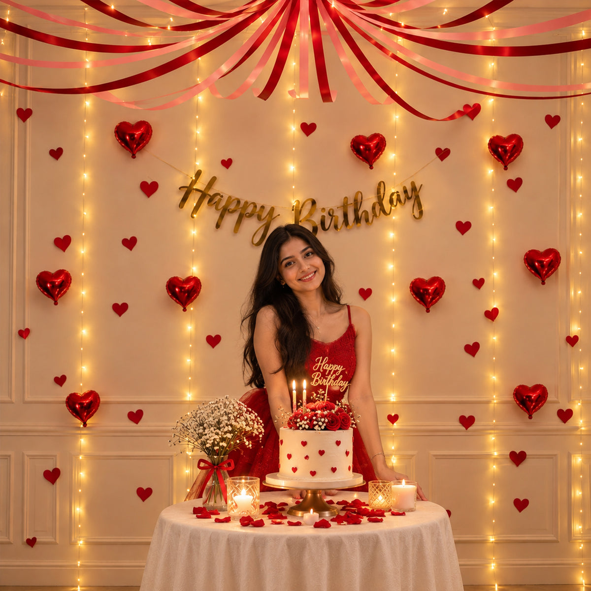 Red & Pink Heart Theme Birthday Decoration DIY Kit