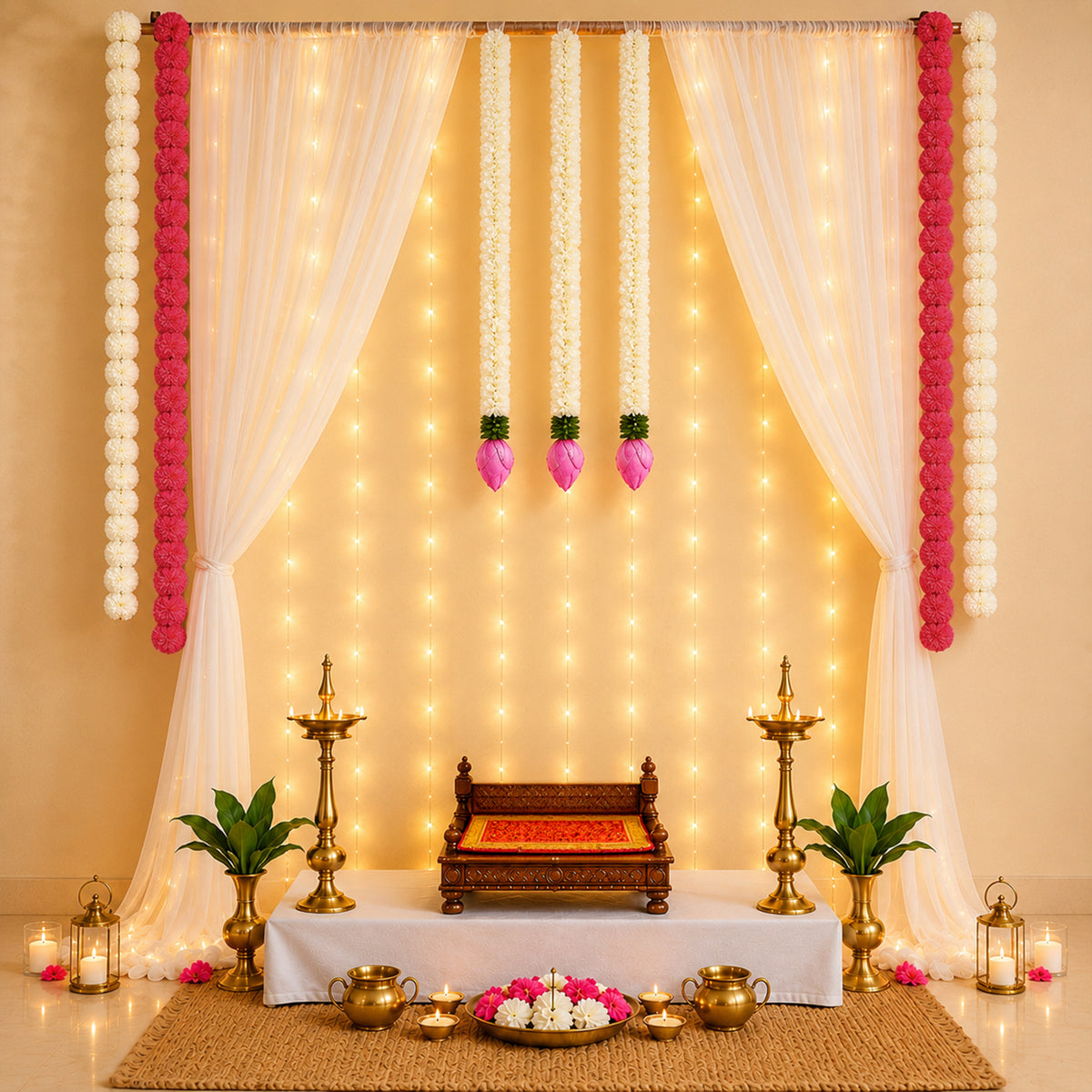 Ganpati Decoration Kit with Lotus Wall Hangings