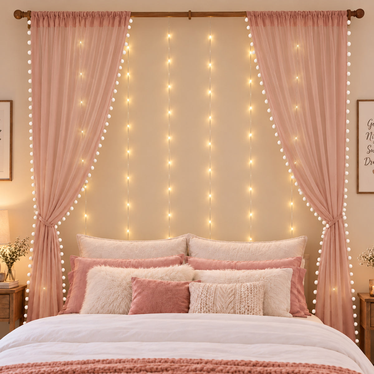Dusty Pink Lace Backdrop Curtain for Decoration