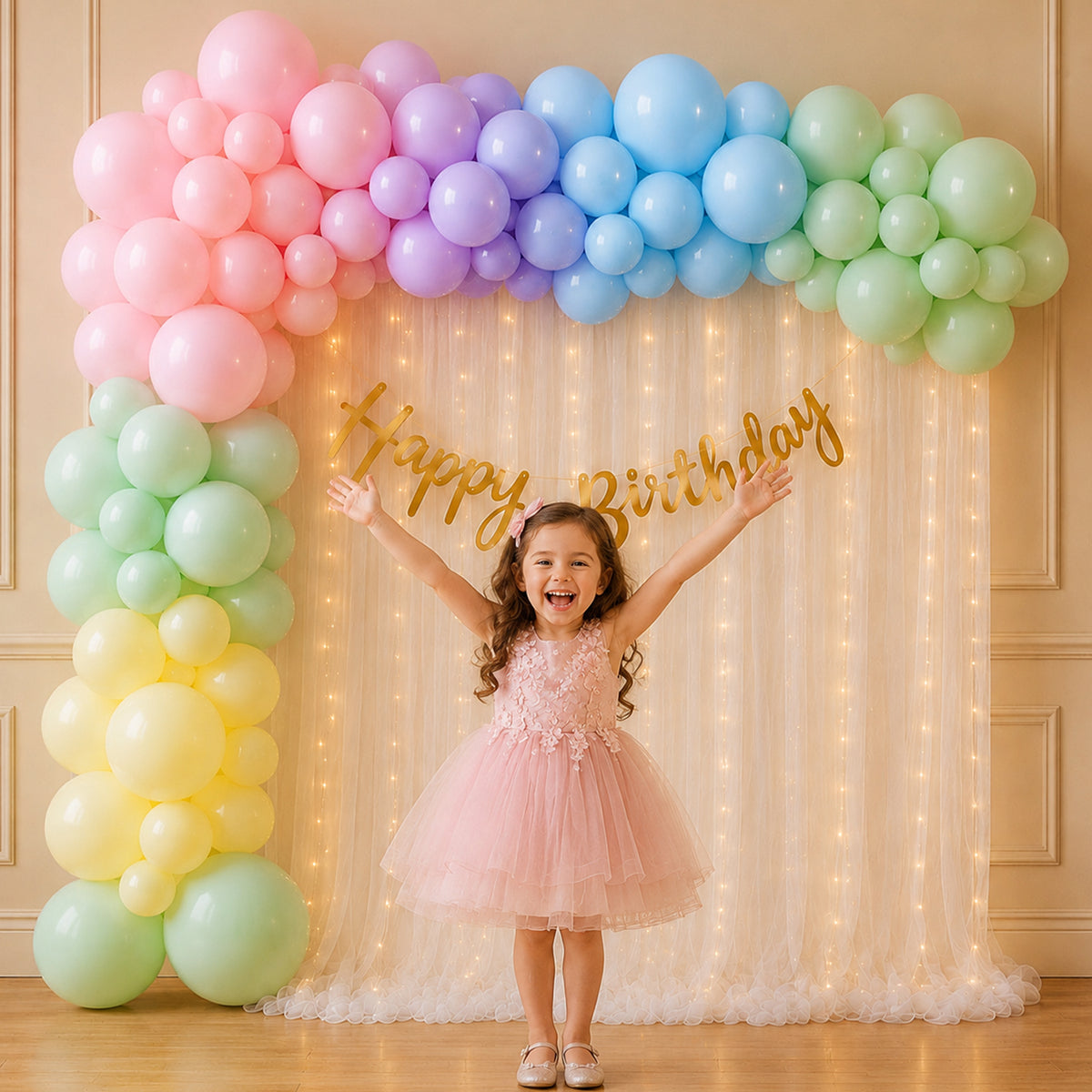 Rainbow theme b'day backdrop decor kit