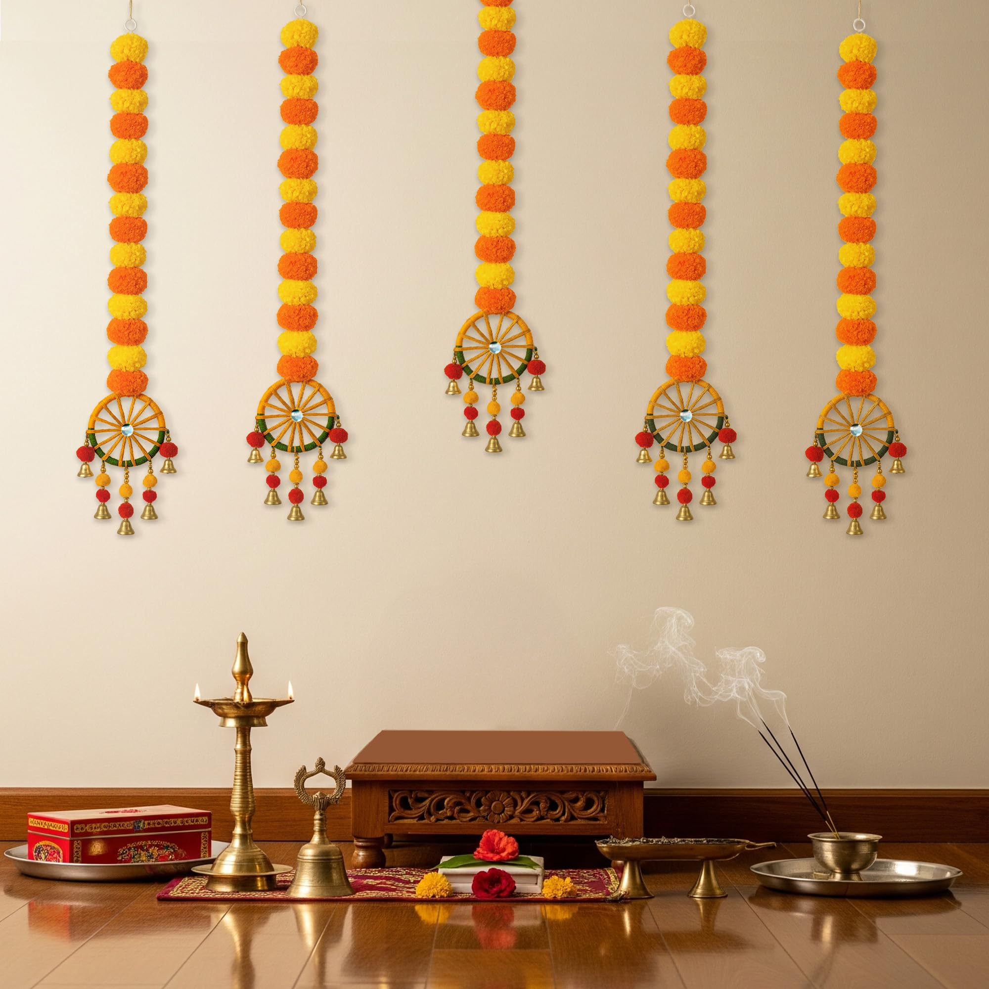 Ganpati Marigold garland with Chakra Latkans