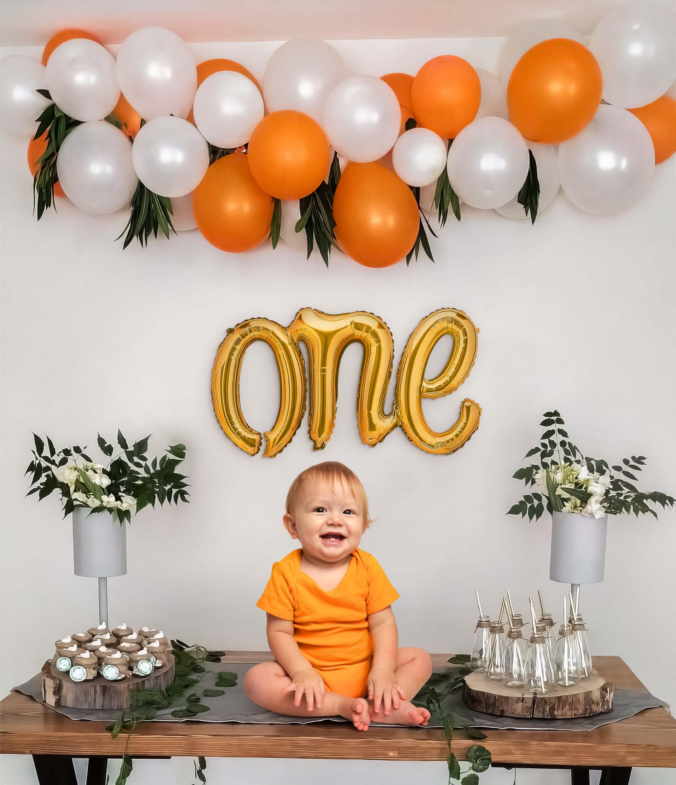 orange and white balloons