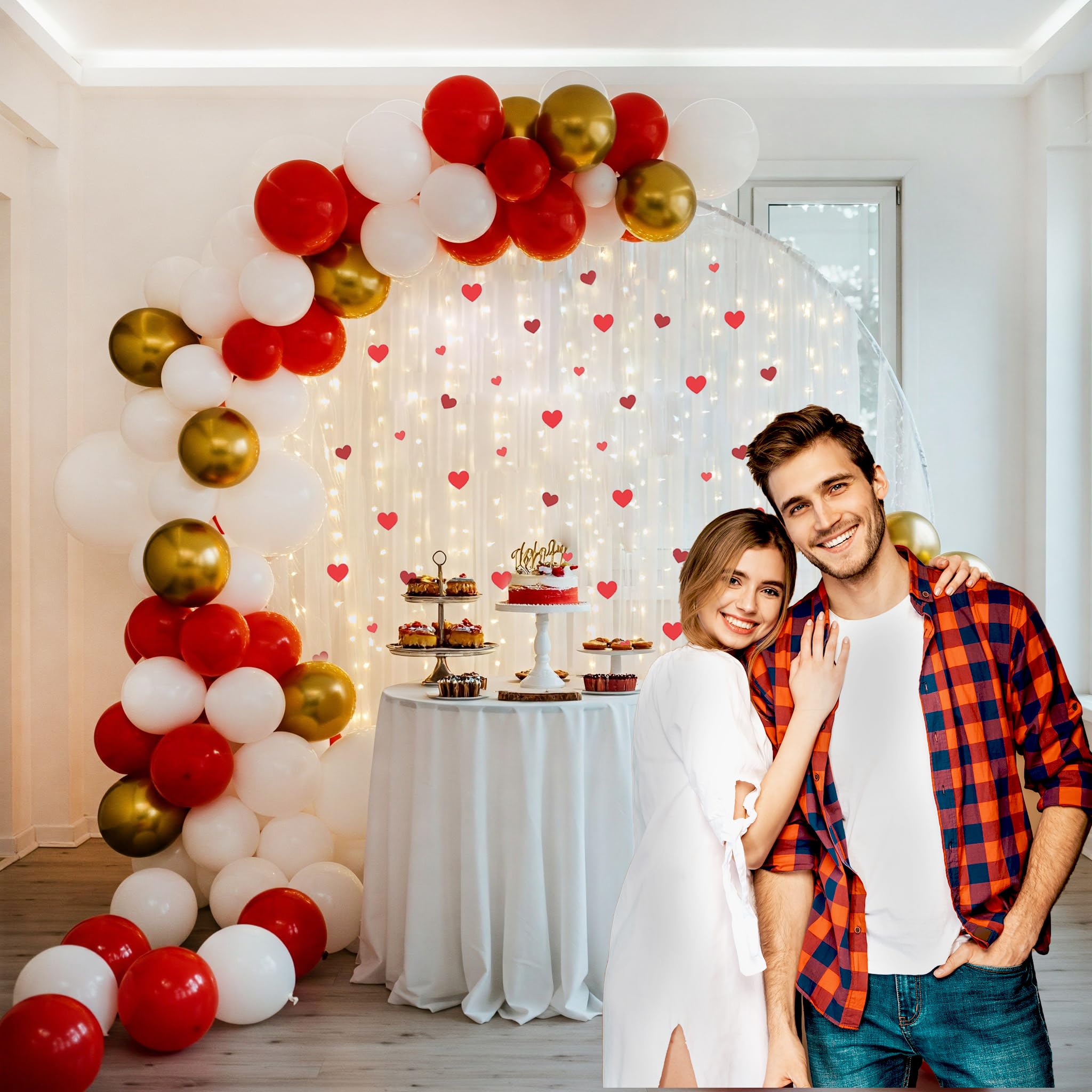 Golden, Red & White Theme Balloon for Happy Anniversary