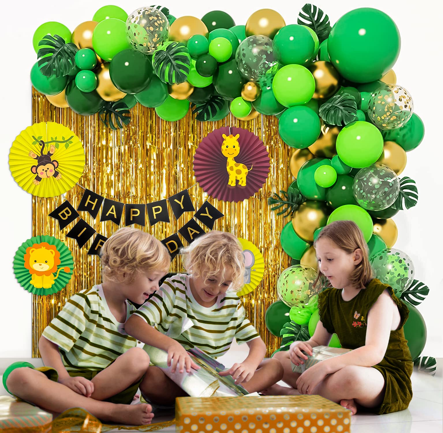 Jungle theme birthday decoration with Animal paper fan