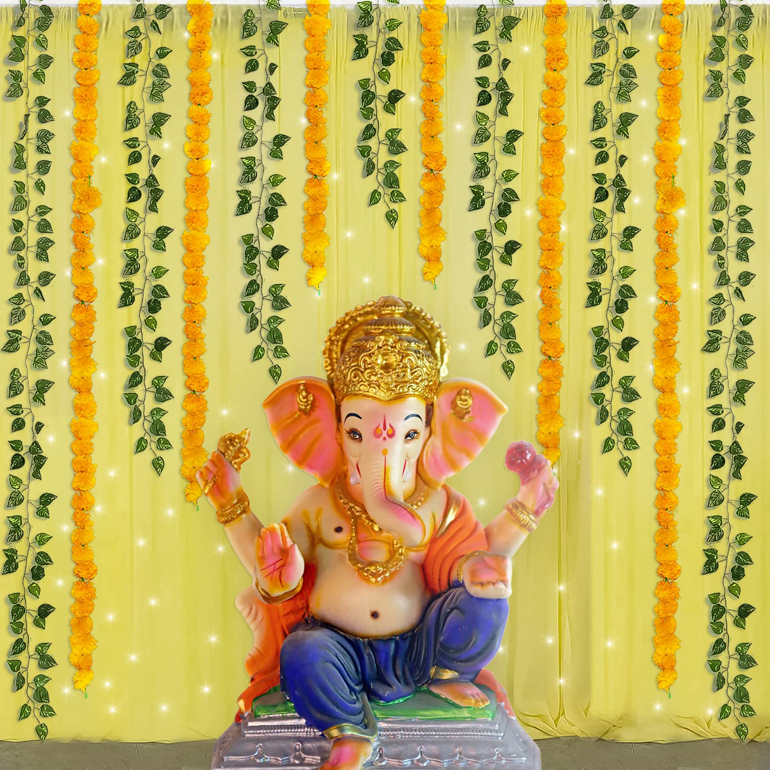 Ganpati yellow Backdrop Decor Kit