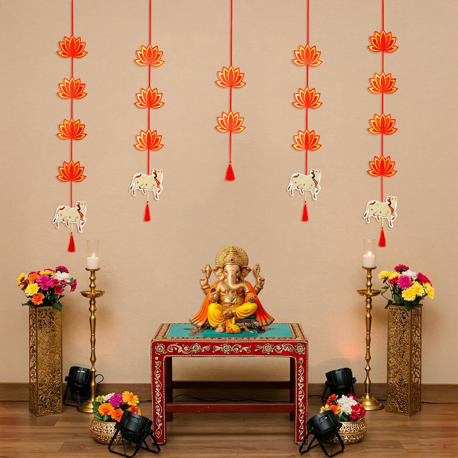 Diwali Lotus Hanging with Cow