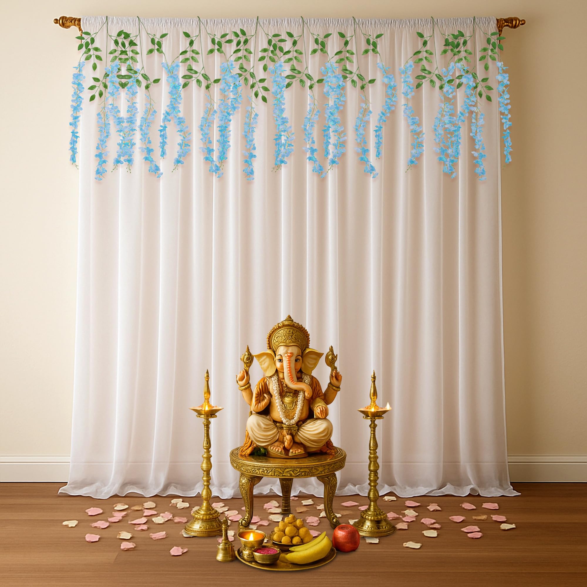 Blue Wisteria Ganpati Decor