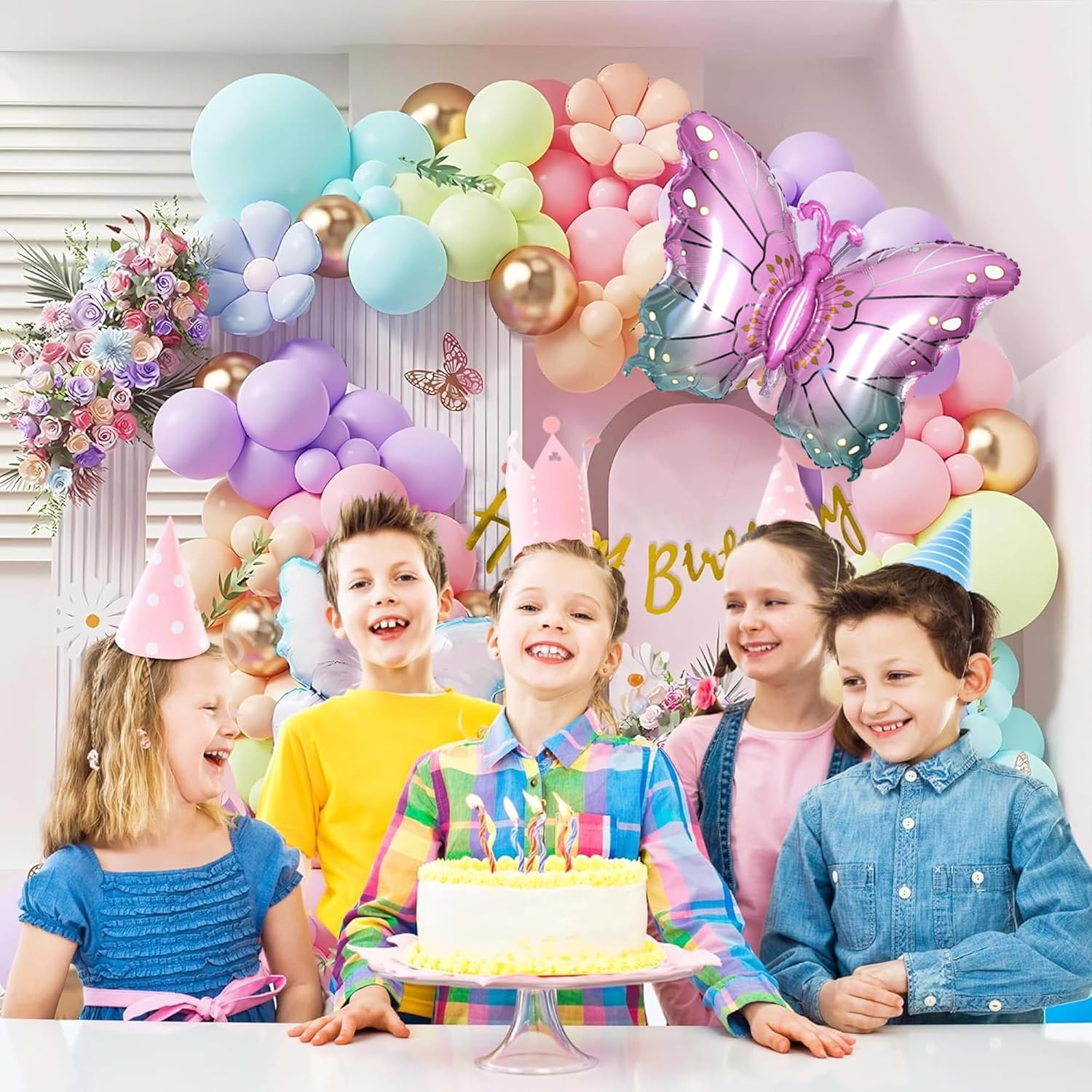 Butterfly foil balloon theme birthday decoration