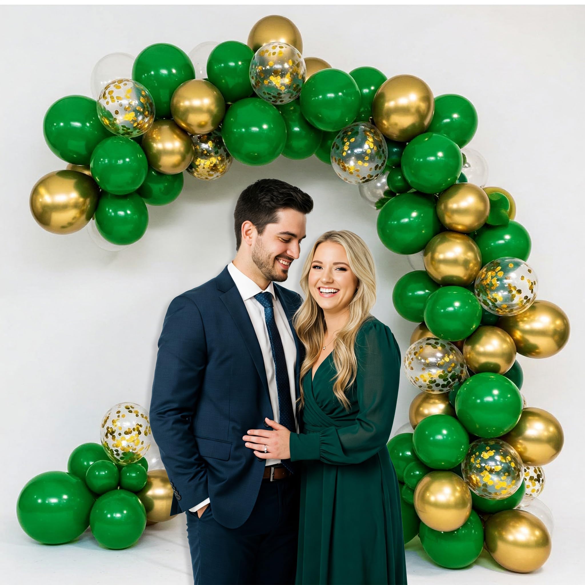 Green & Gold Chrome Balloons Decoration Kit
