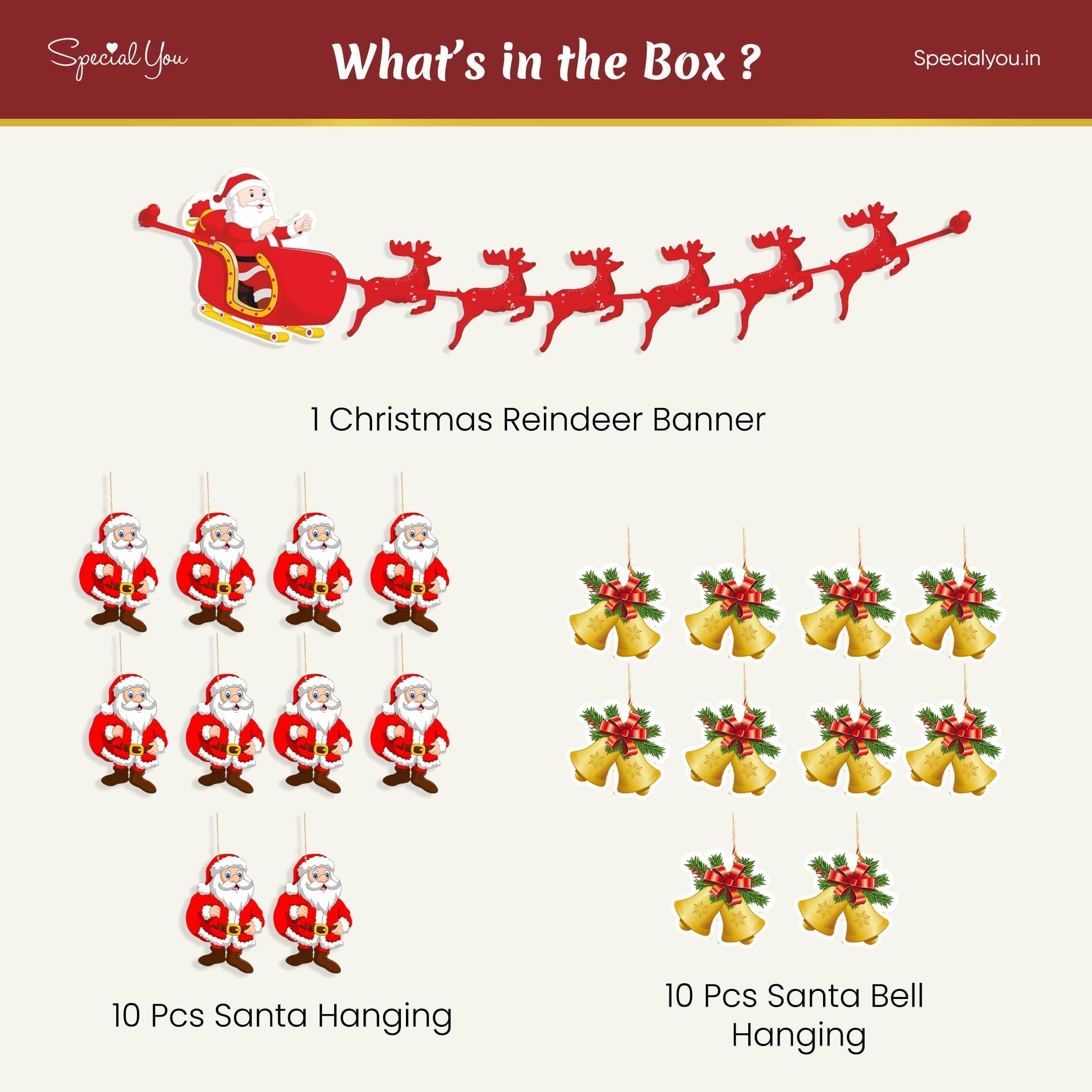 Reindeer Banner, Santa Hanging, Santa Bell Hanging