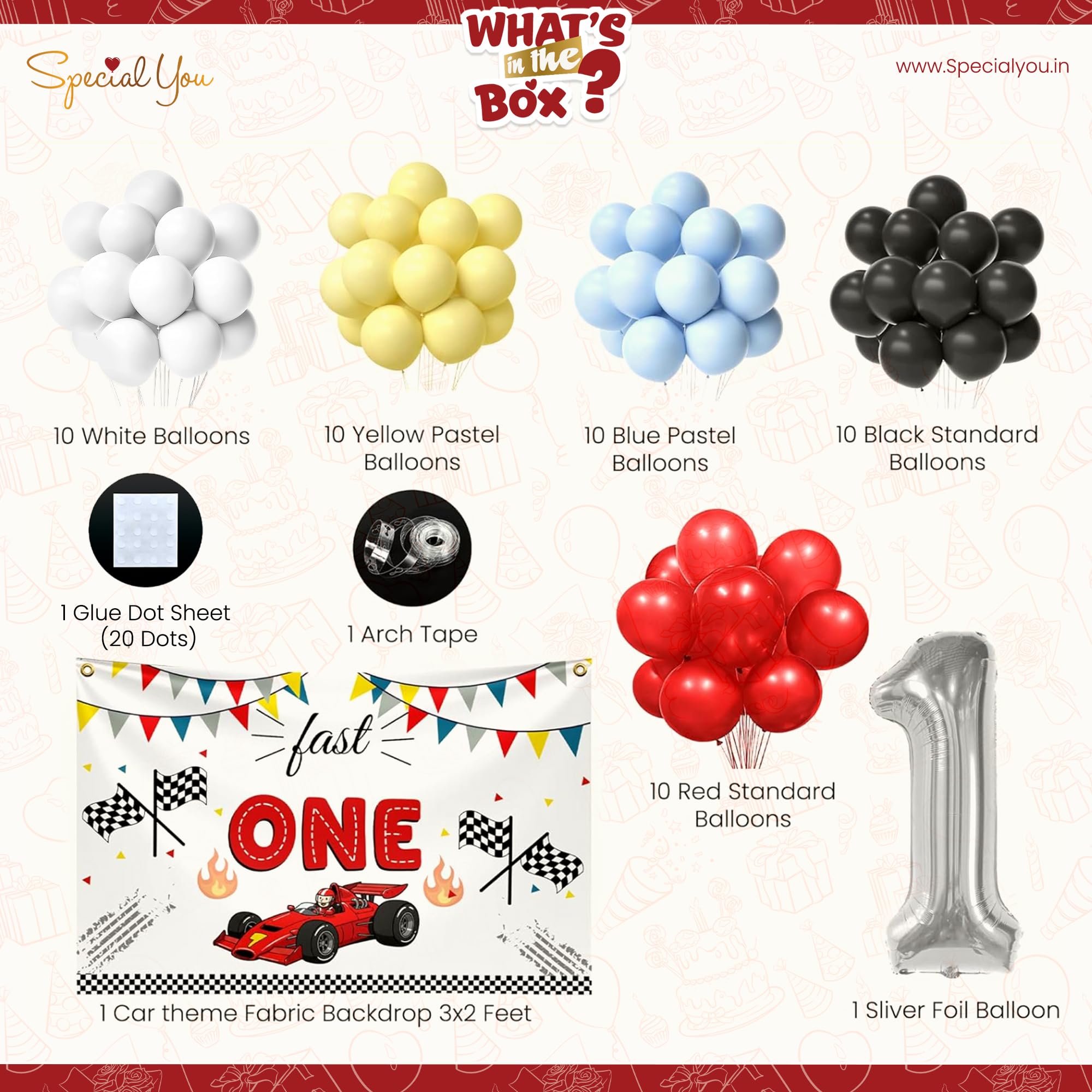 Car Theme Decoration for Birthday-54pcs