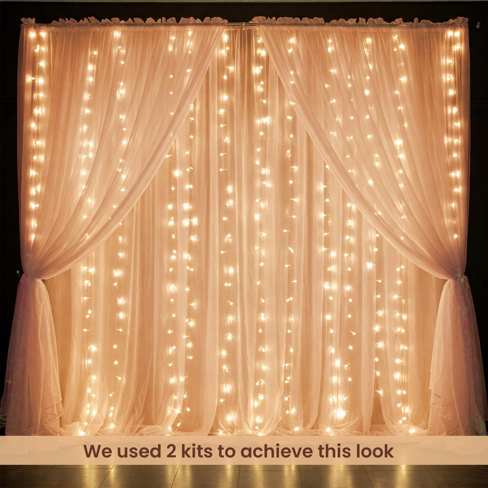 Diwali Peach Net Curtain for Decoration with Fairy Light - Special You