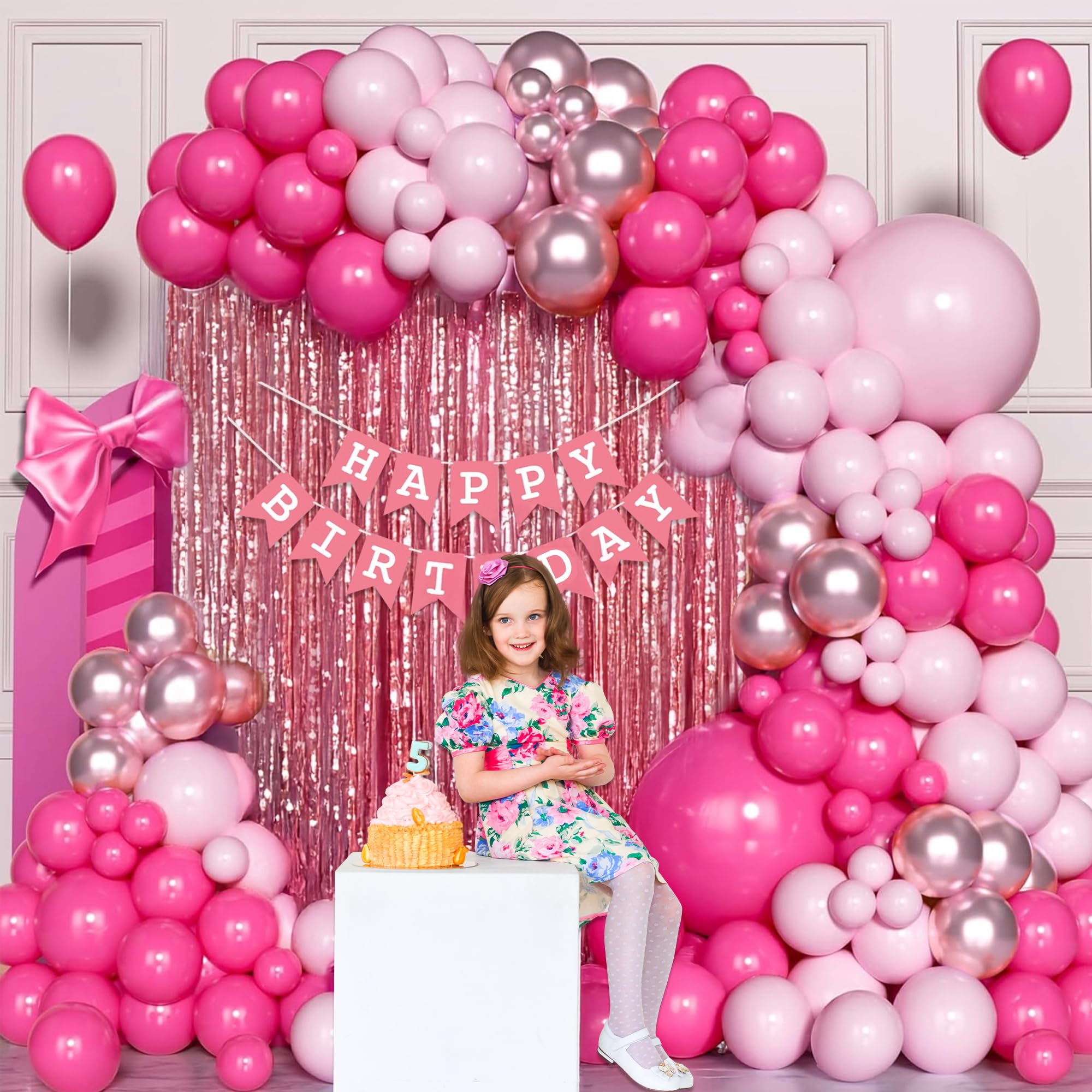 Pink Balloons for Birthday Decoration- 55 Pcs