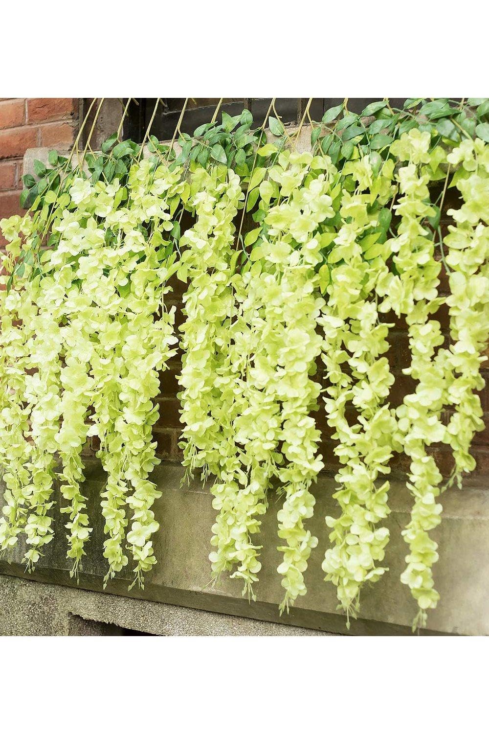 Artificial Green Wisteria Flowers Pack of 6