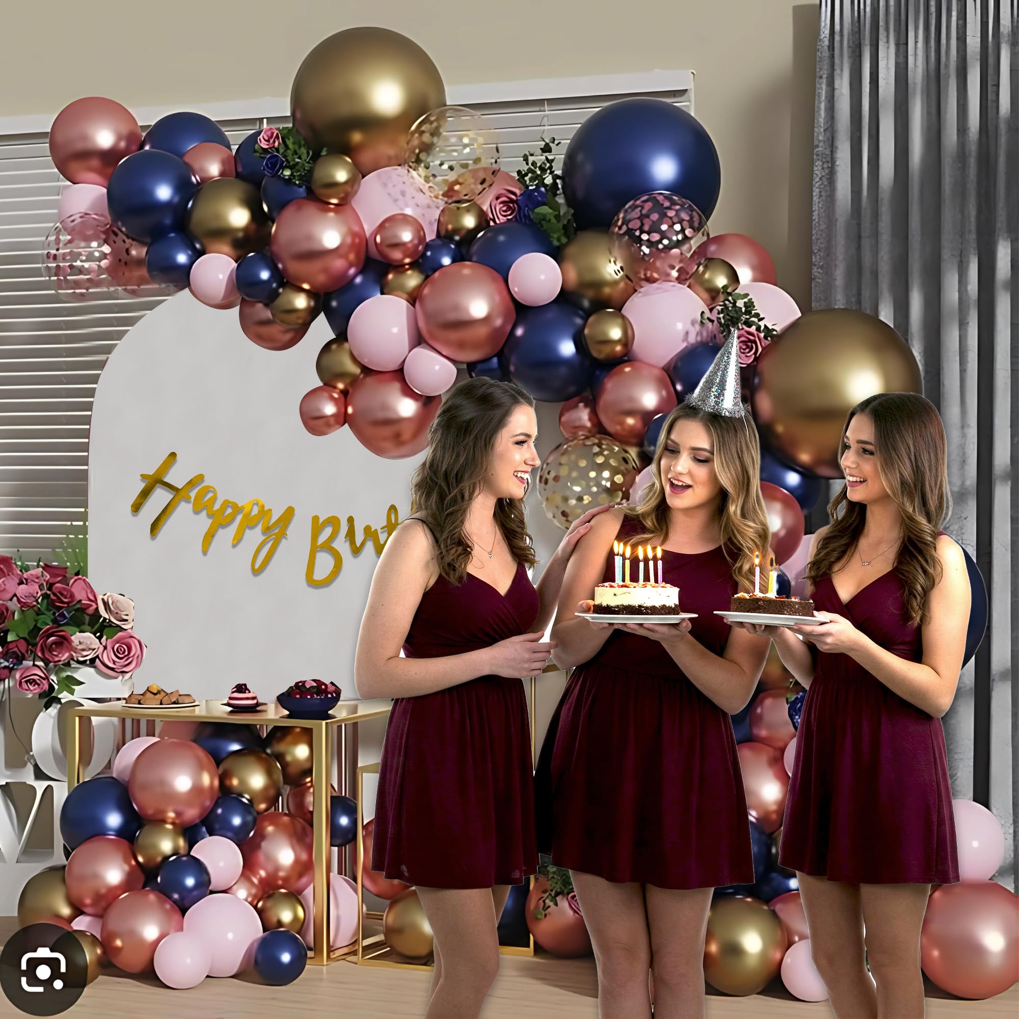 Birthday Decoration Kit with Metallic and Chrome Balloons