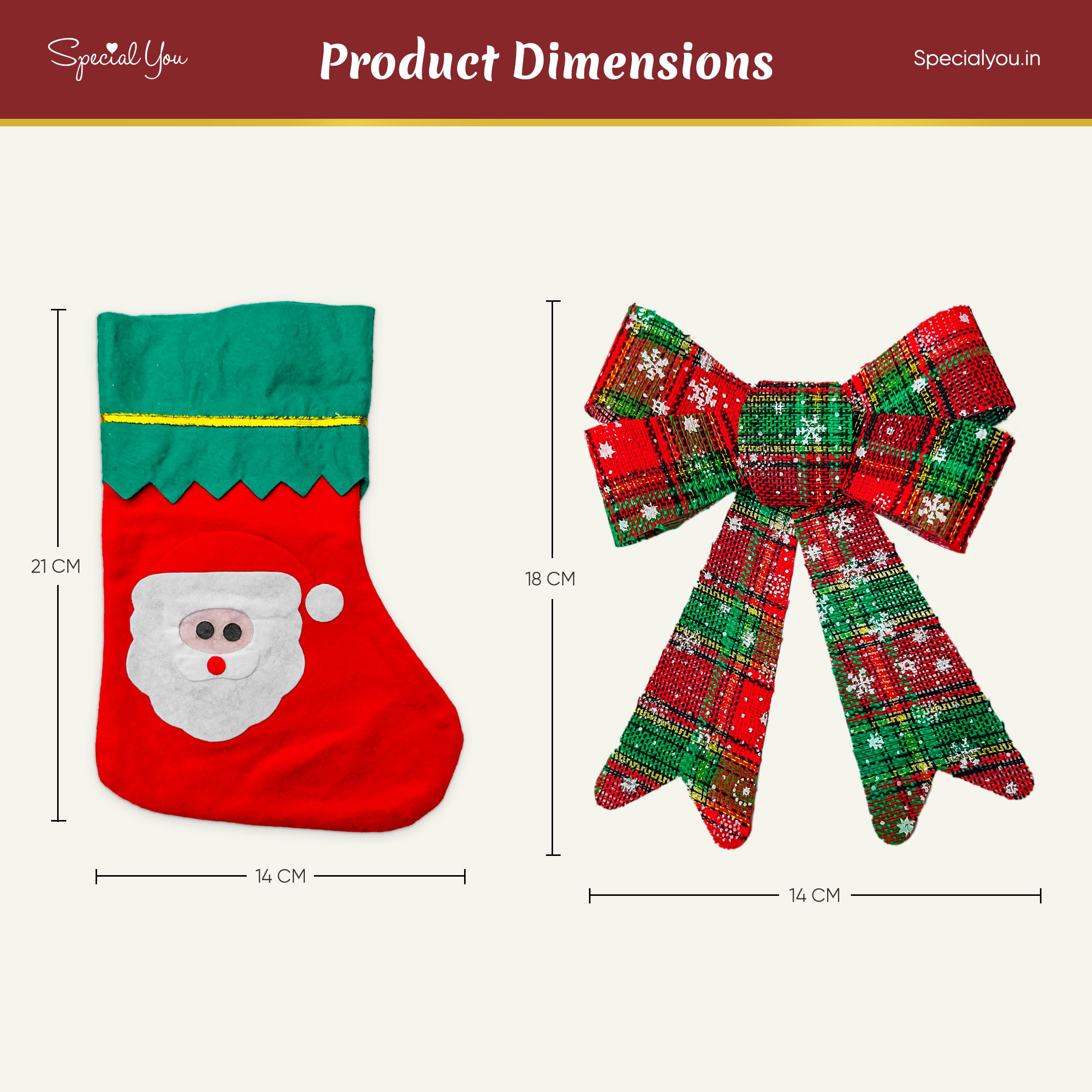 christmas socks and ribbon knot