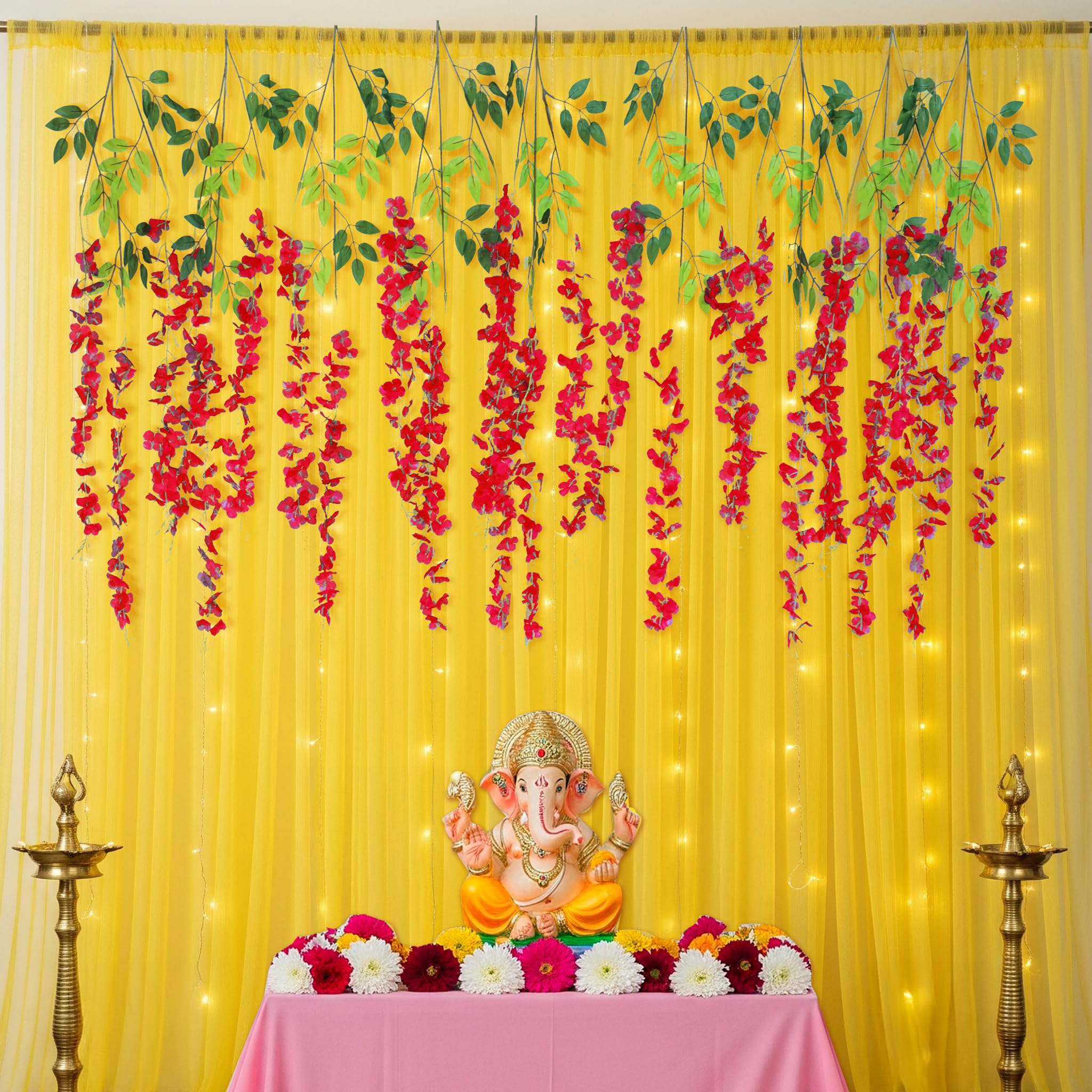 Decorate the backdrop with Yellow & Wisteria