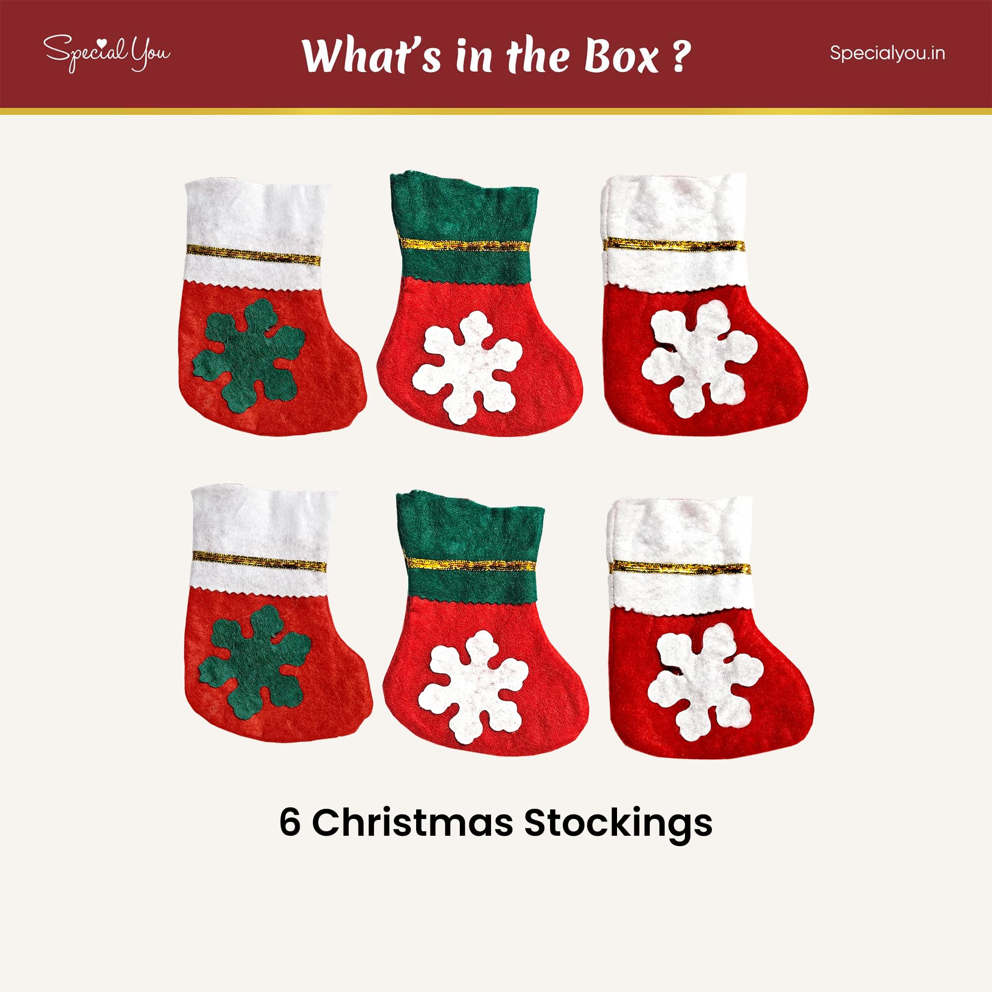 Christmas Socks Festive Decor Pack of 6