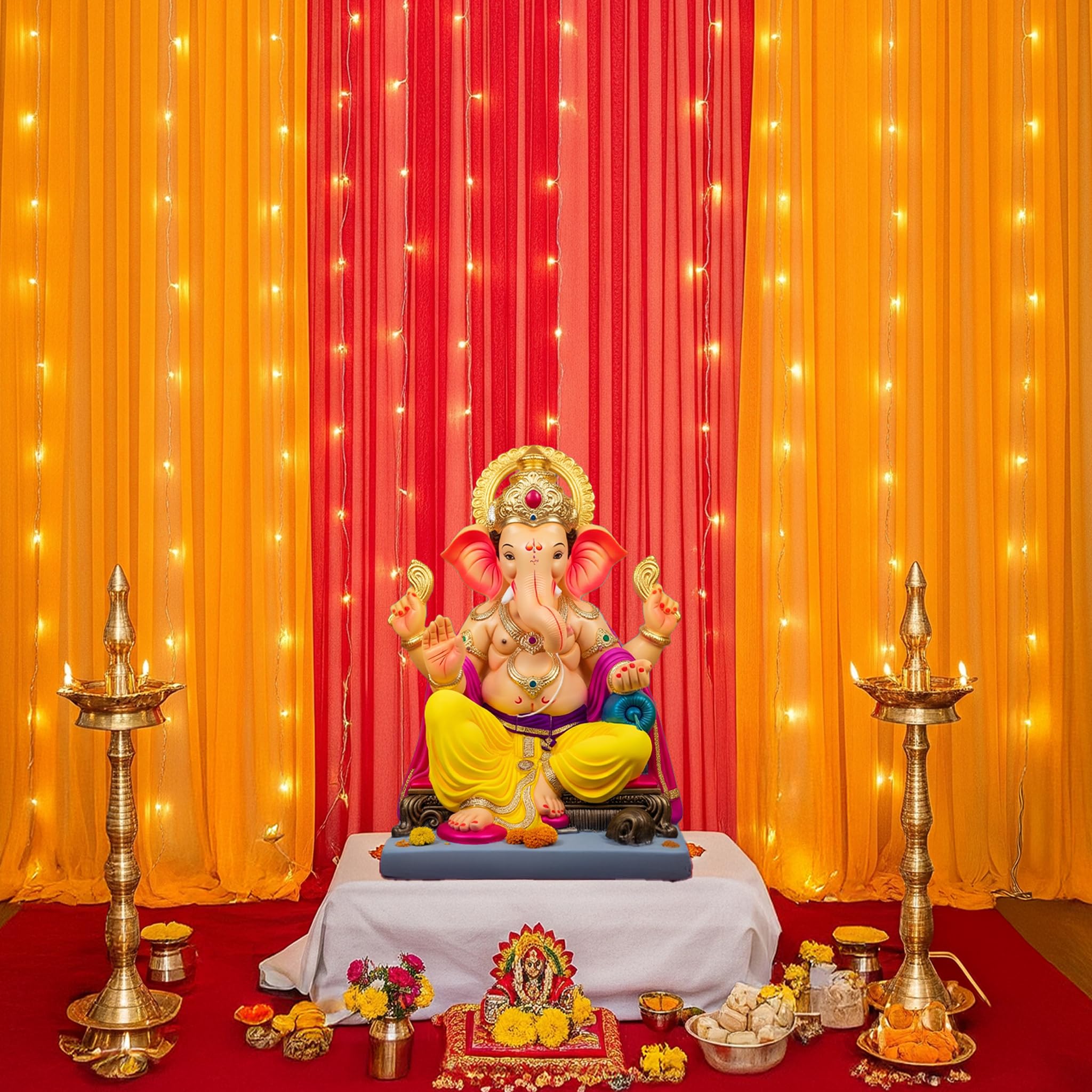 Orange & Maroon Backdrop Decor