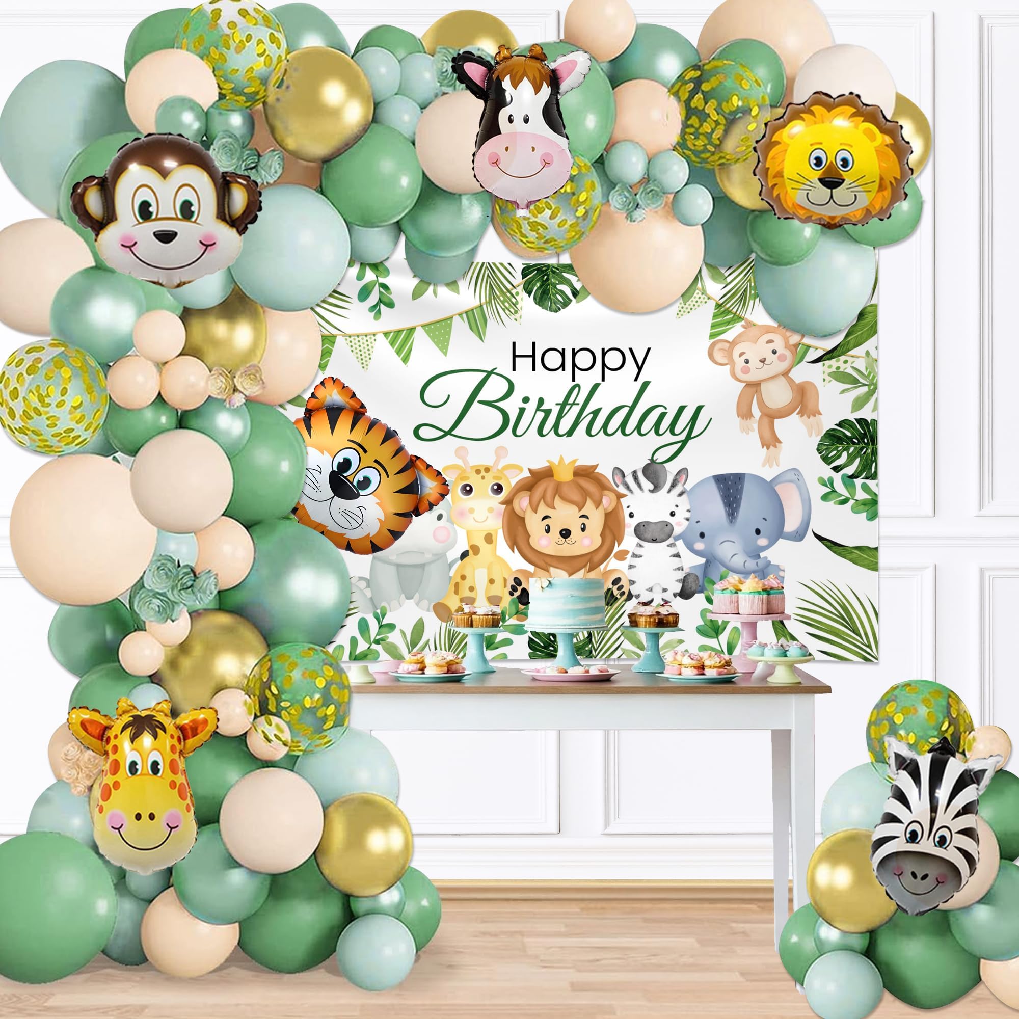 Jungle Theme Birthday Decoration Kit-58 Pcs - Main Image
