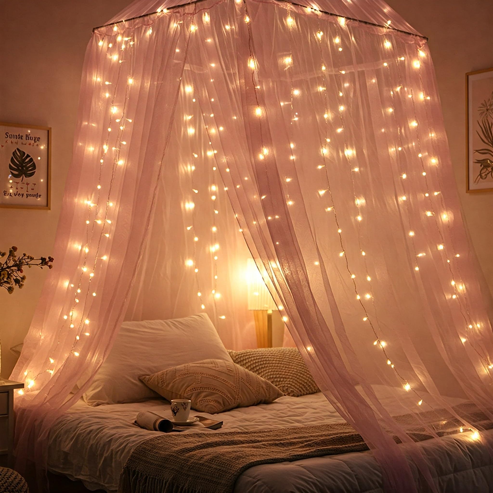 Pink net Canopy Decoration