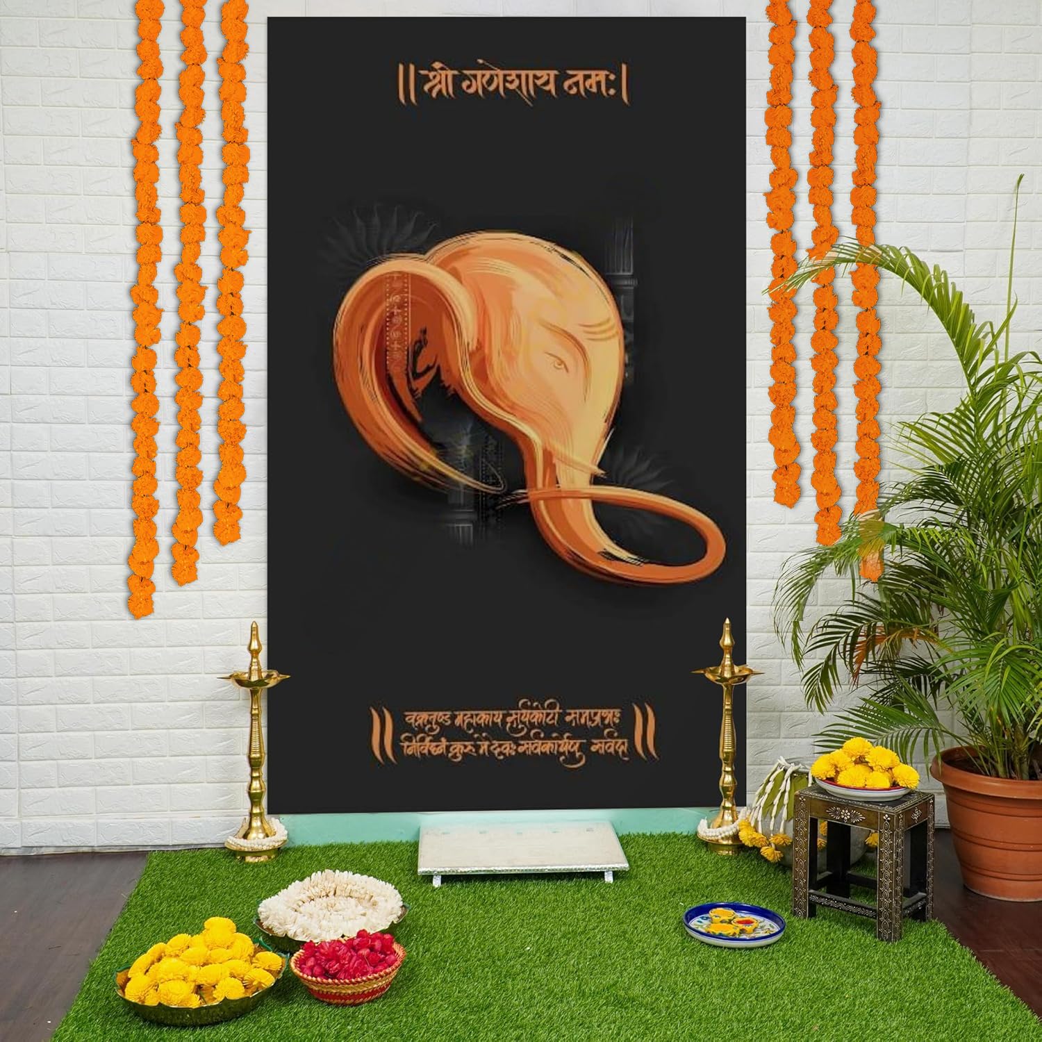 Ganpati floral Diwali Backdrop Decor Kit