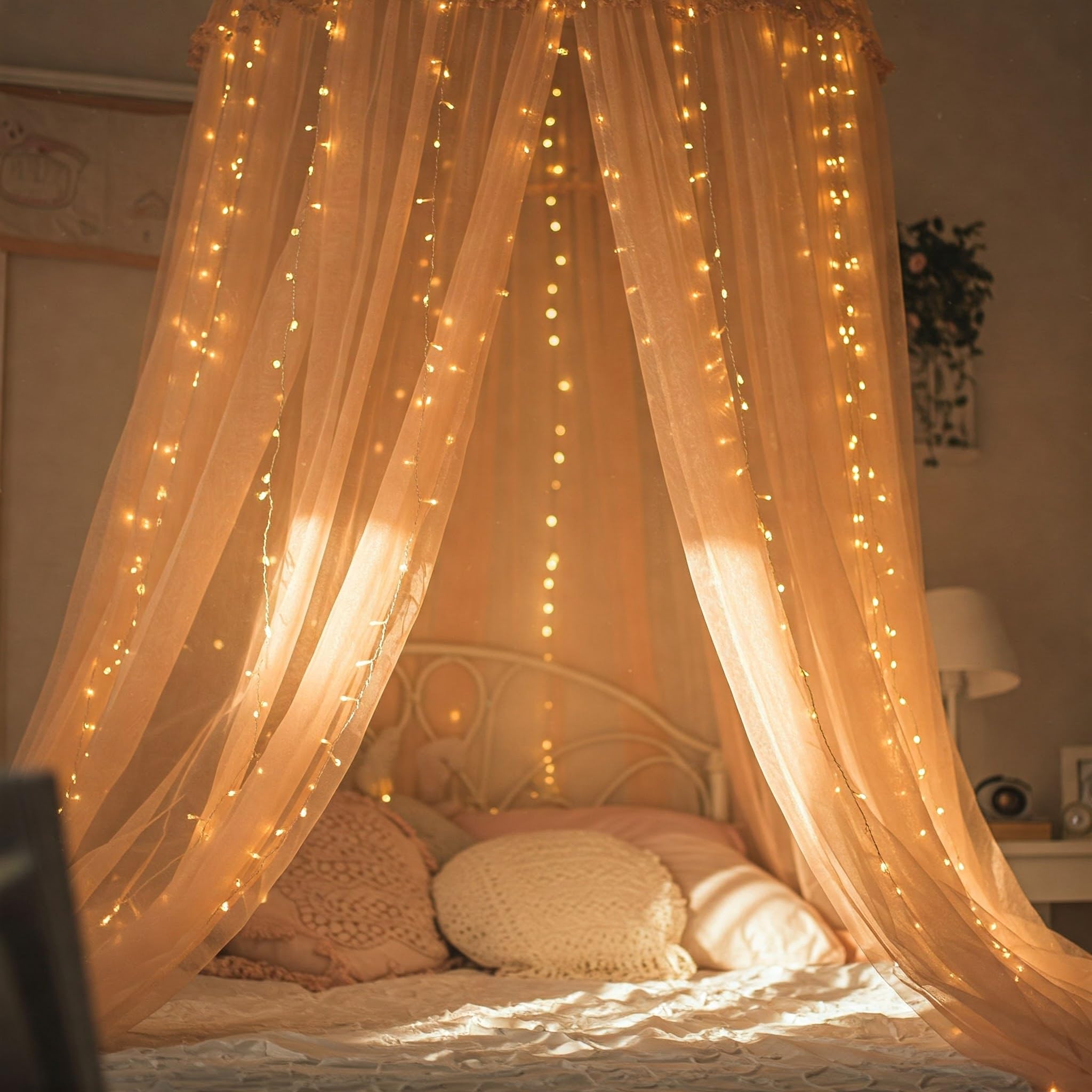 Peach Net Canopy Decoration