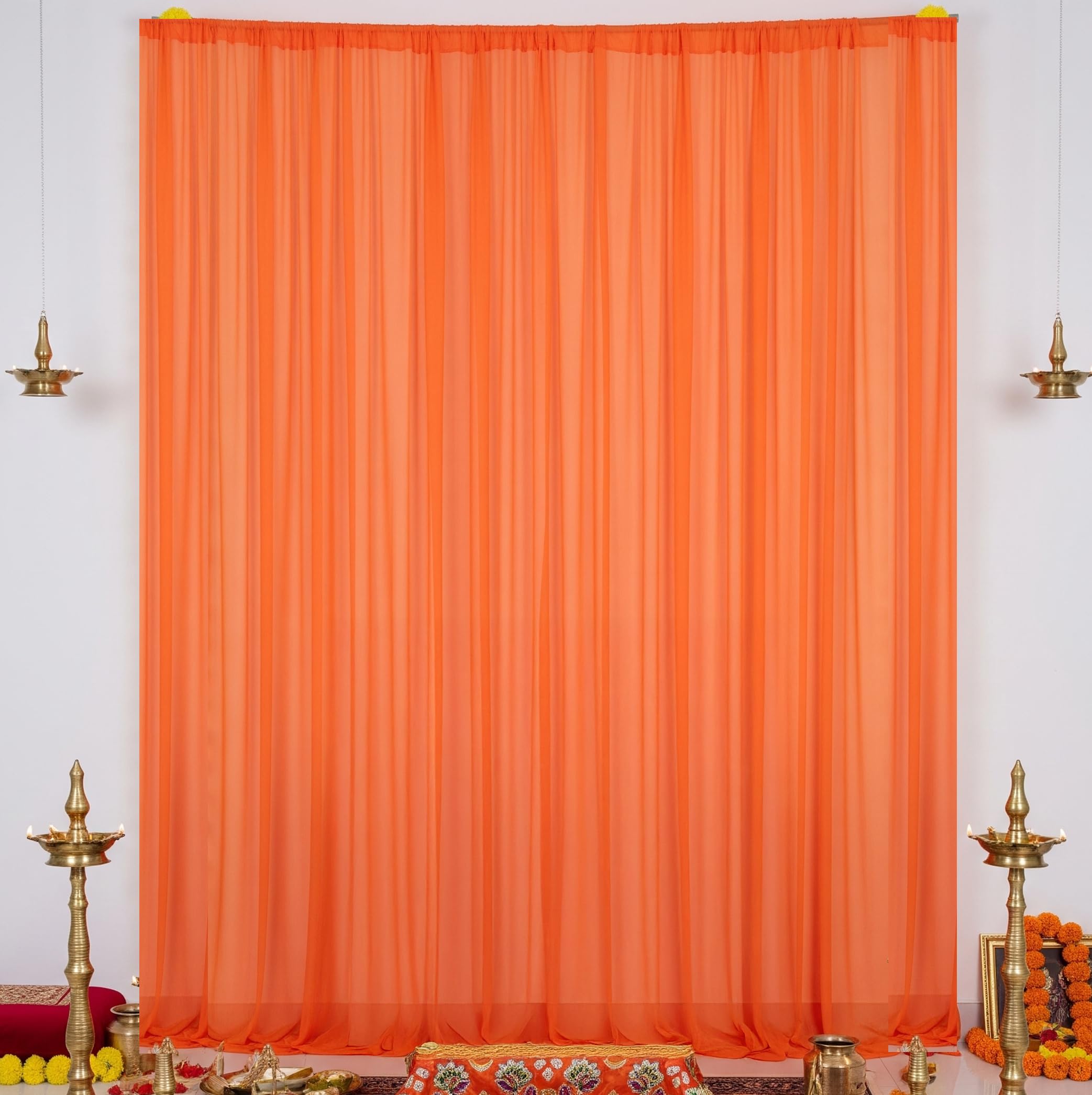 Orange Backdrop for Ganpati Decor Kit