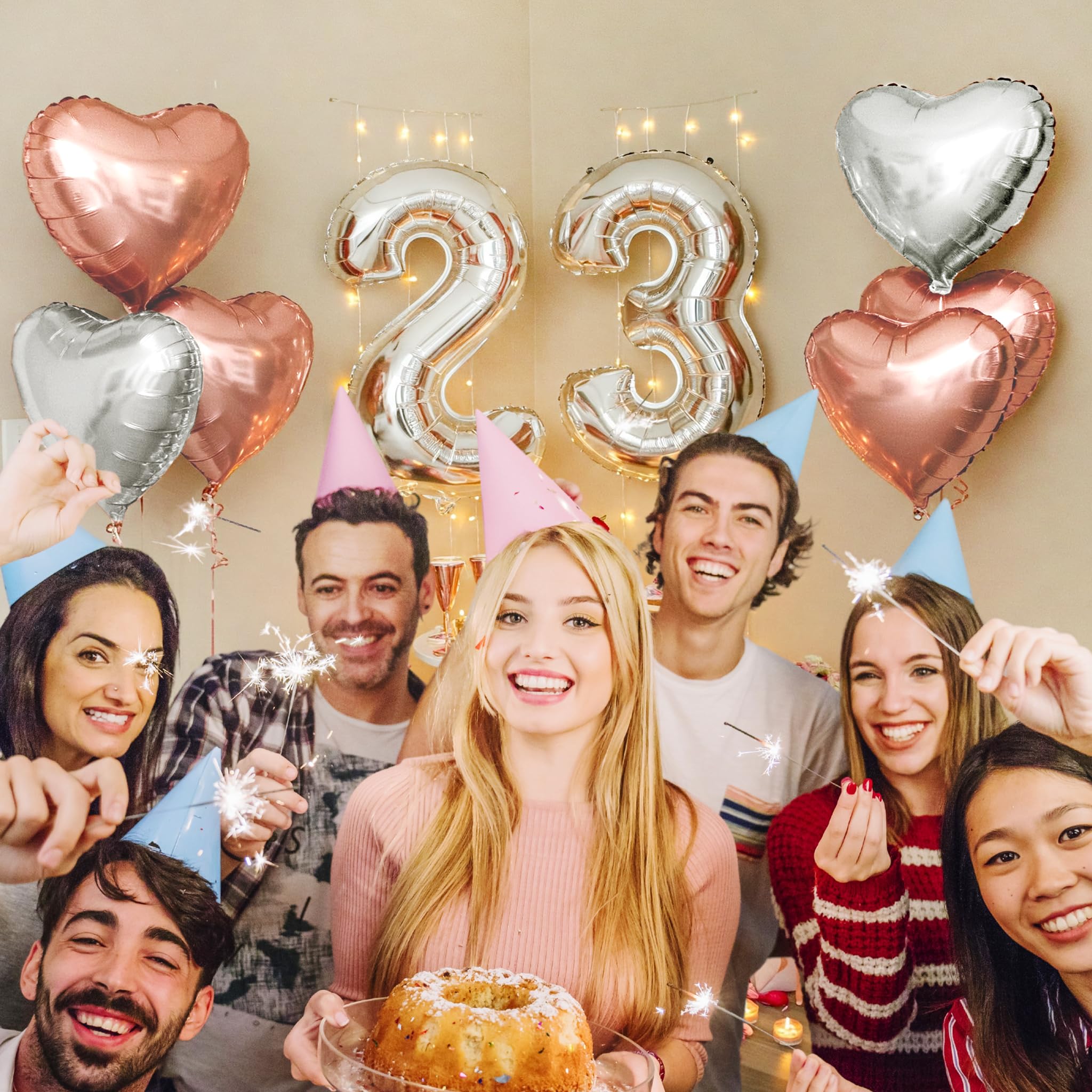 Silver & Rose gold Heart Foil Balloon decoration