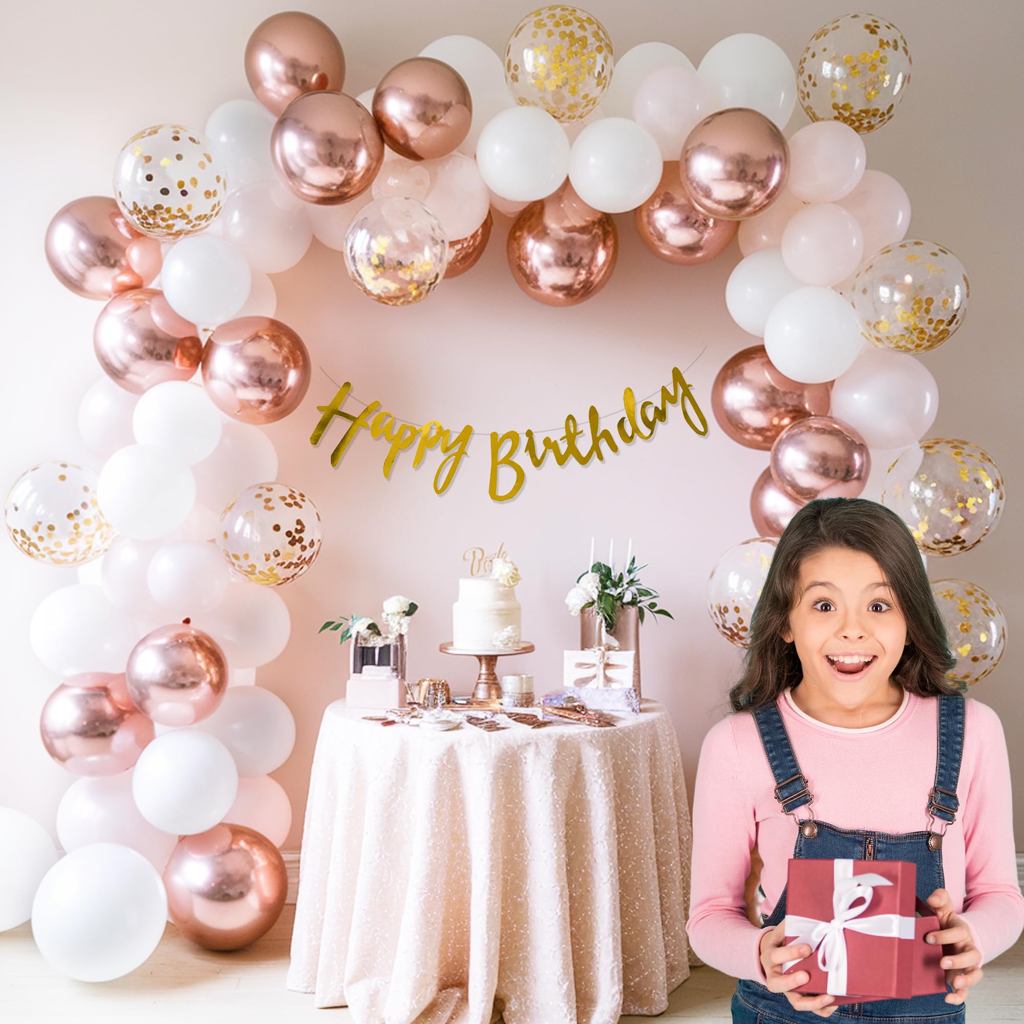 White & Rosegold Balloons- 59Pcs
