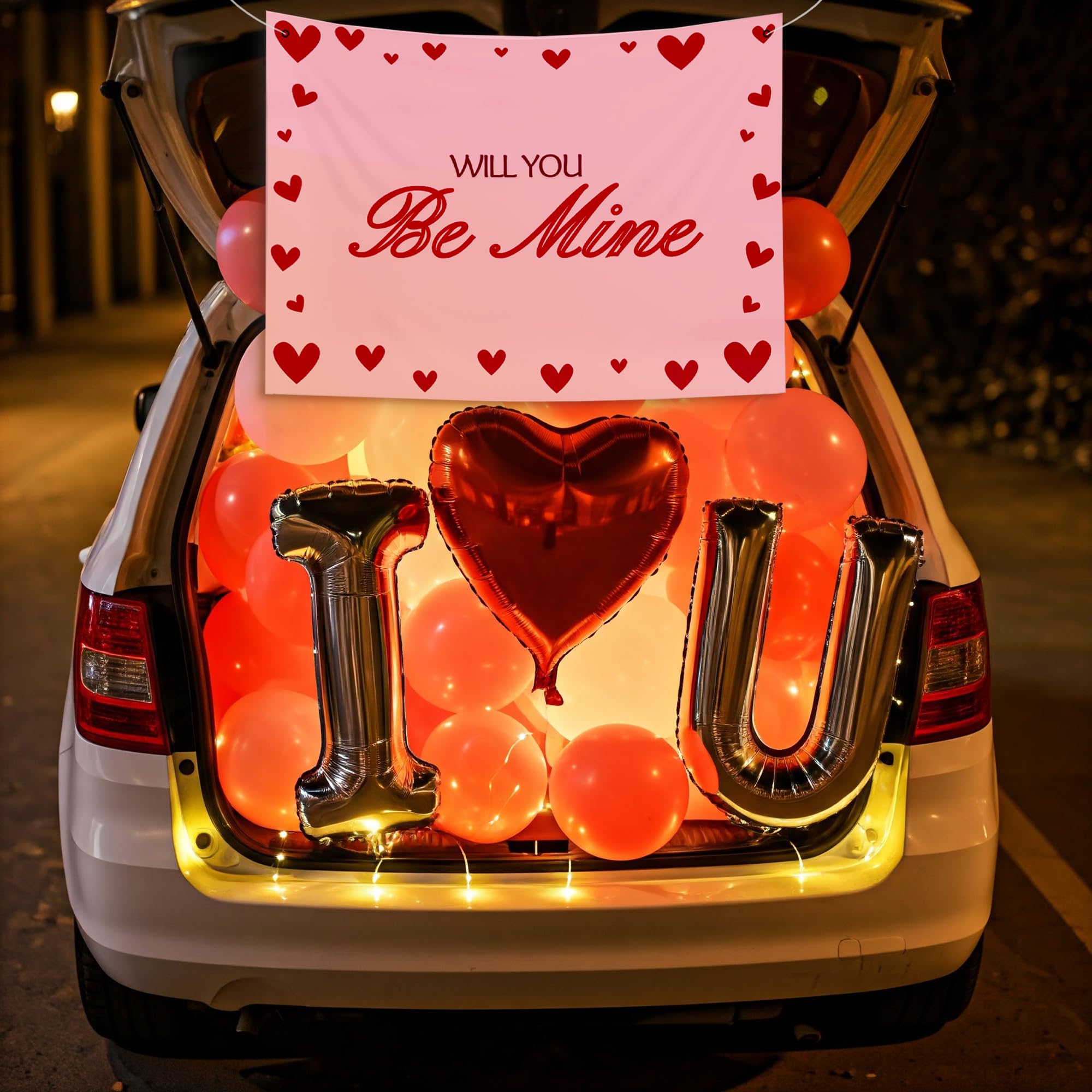Car theme balloons with backdrop and LED lights