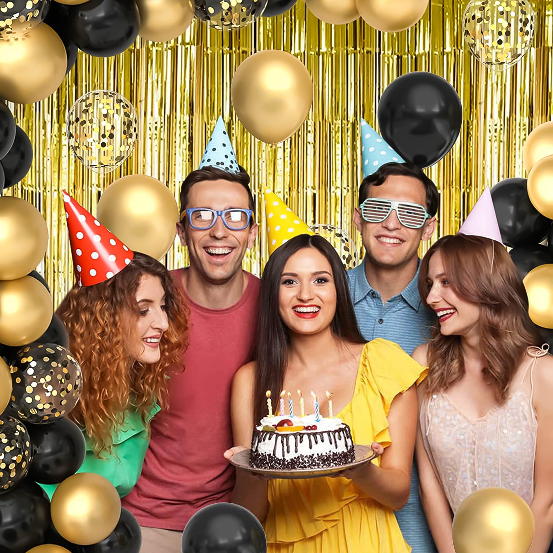 Black and Golden Balloon set With Crown foil balloon