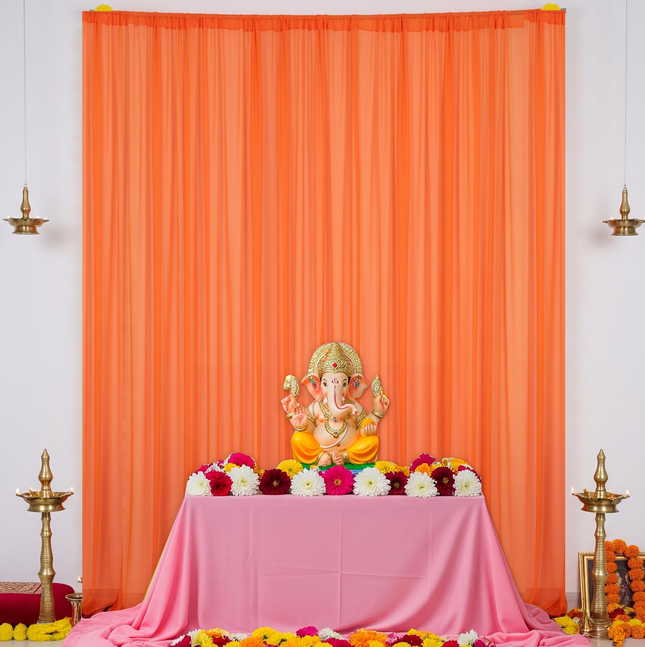 Orange Backdrop for Ganpati Decor Kit