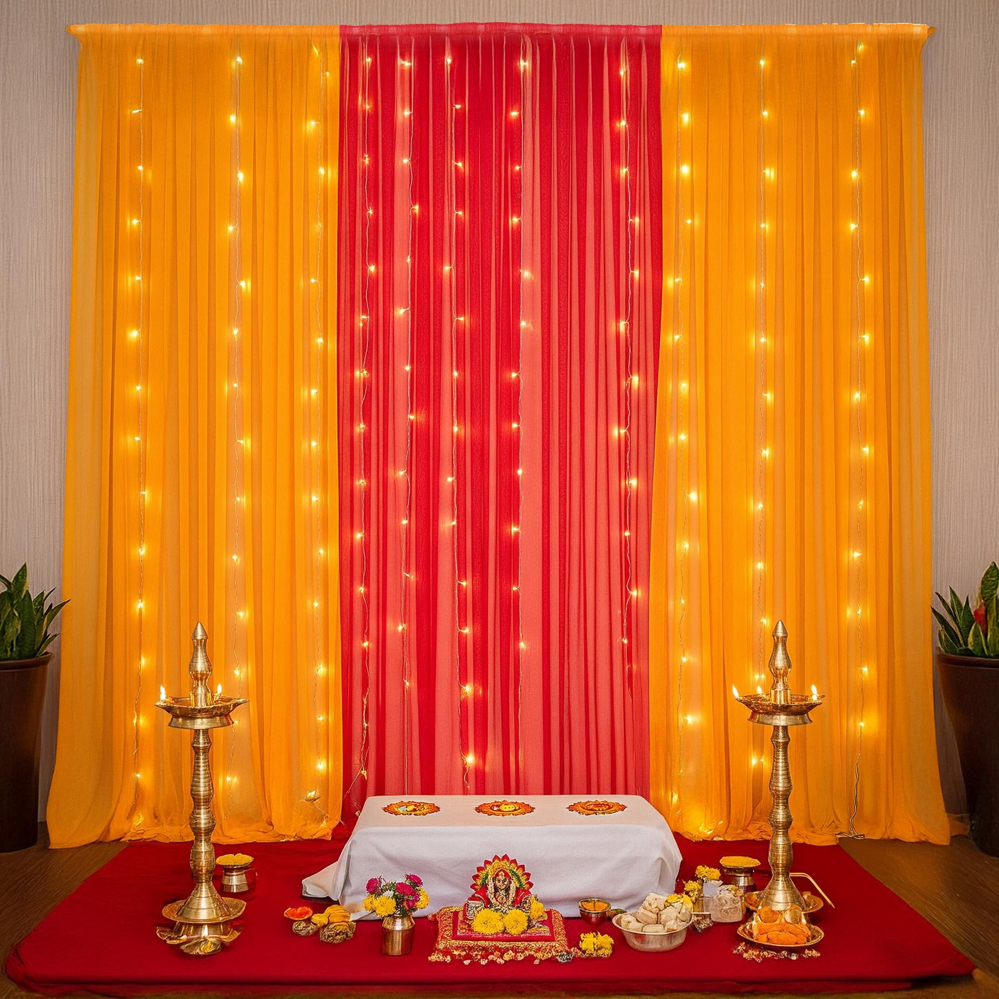 Orange & Maroon Backdrop Decor